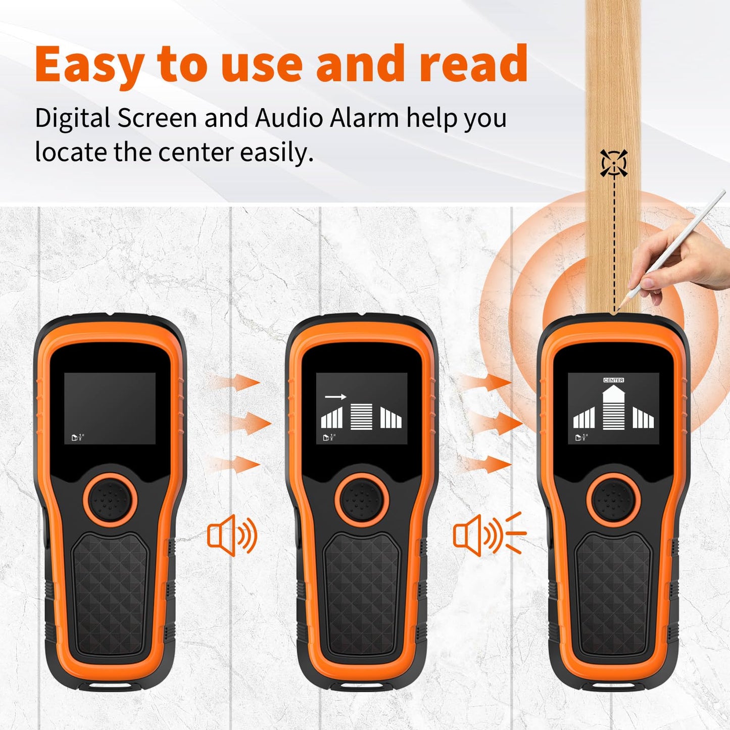 Stud Finder Wall Scanner 5-in-1 - Detector for Wood, Metal, Joists, Pipes, and AC Wires RD3