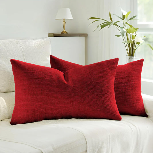 HAUSSY Pack of 2 Faux Linen Pillow Covers 26x26 Inch, Decorative Throw Pillows Soft Boho Neutral Cushion Covers Home Decor Modern Pillowcase for Couch Living Room Sofa Bed, Natural Linen (Covers Only) BST220