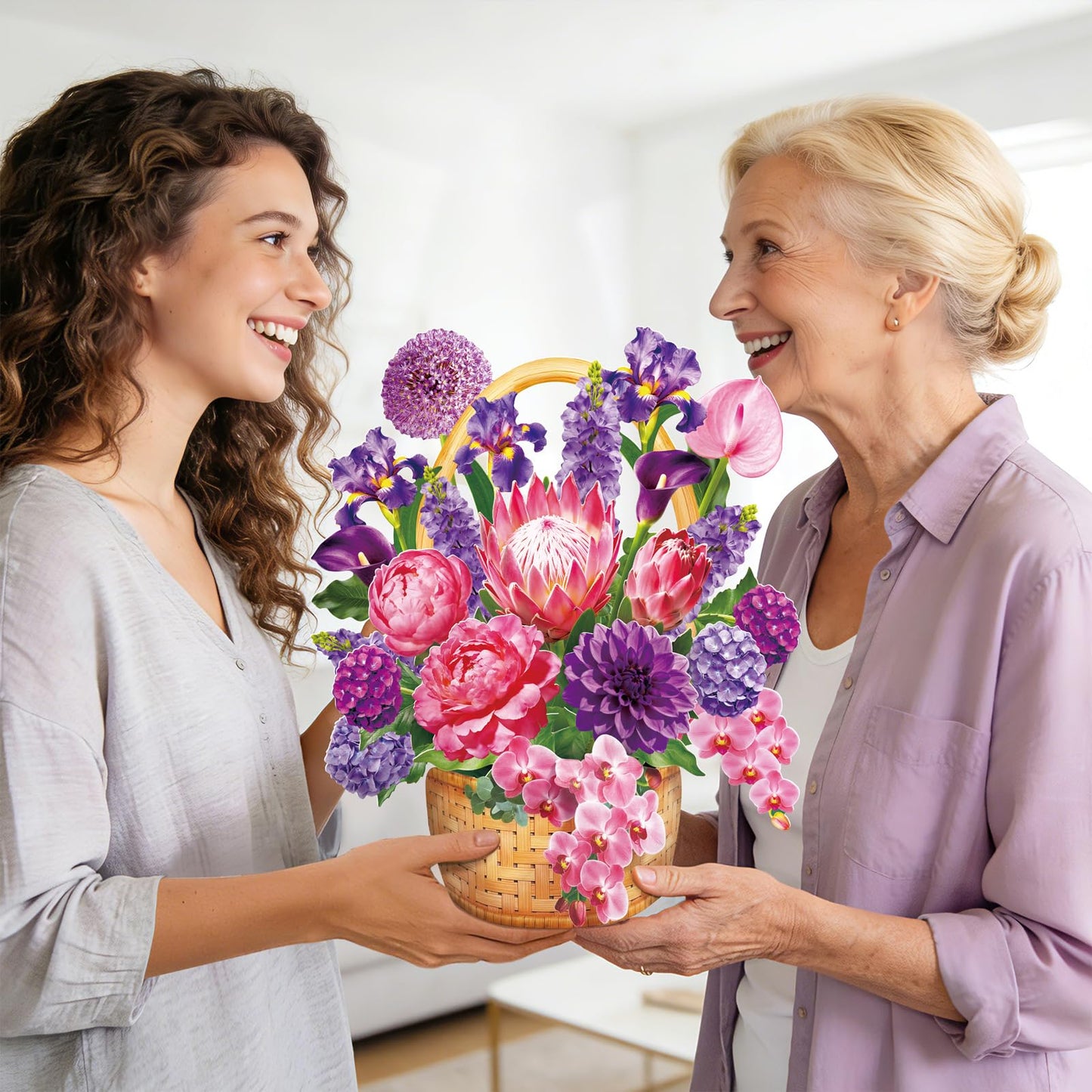 Pop Up Greeting Cards, Dahlia Paper Flower Bouquets | Birthday,Mother's Day, Thank You, Get Well, Anniversary,Include Note Card & Envelope WN420