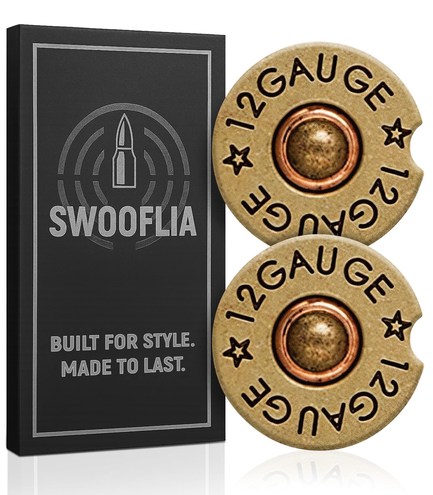 Swooflia Car Coasters for Men - Touch Down Ceramic Car Cupholder Coaster Cool Absorbent Mat Coaster with Cork Base 2 Pack Automotive Cup Holder Accessories New Driver Gifts WN420