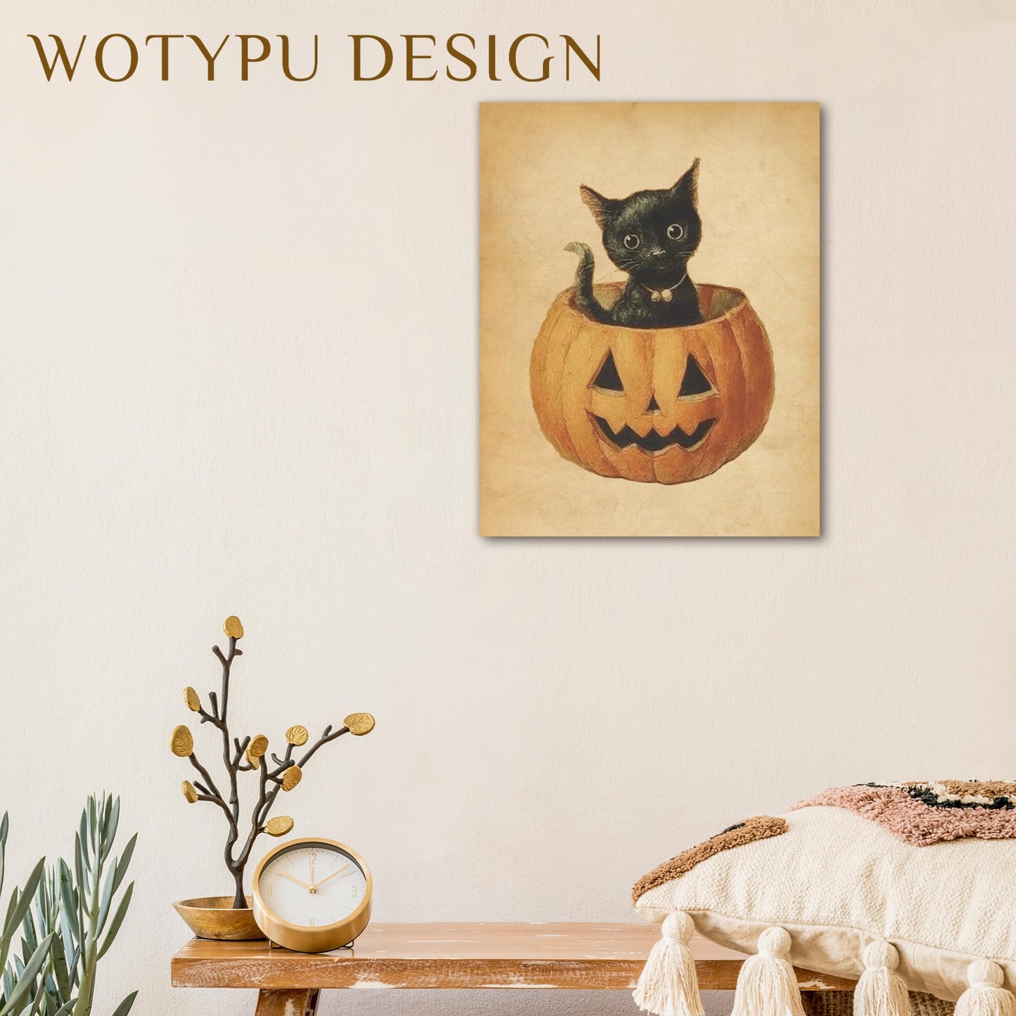 WOTYPU Fall Farmhouse Wall Art Decor, Farmhouse Fall Decor, Rustic Pumpkin Patch Scarecrow Truck Harvest Autumn Thanksgiving Framed Canvas Prints Poster Wall Decorations for Farm Home, 11x14 BST326H