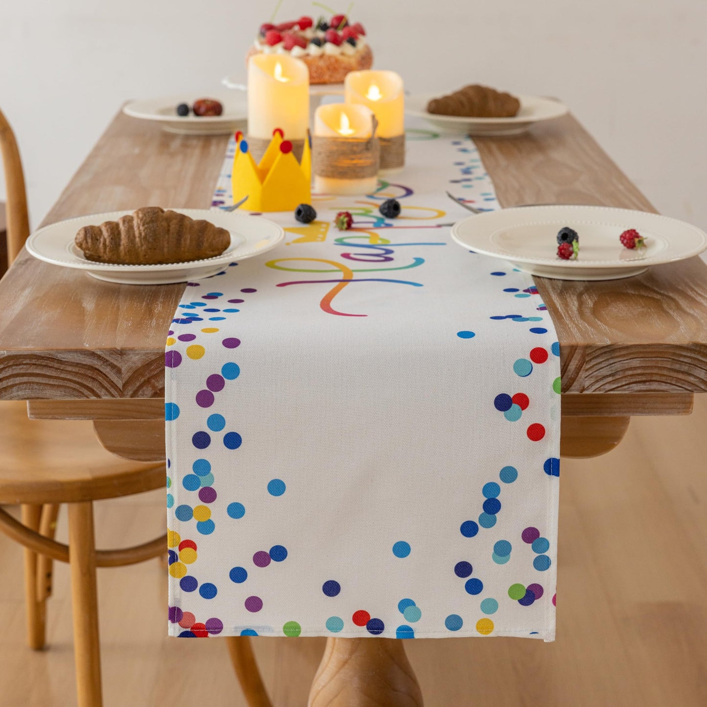 Keketoarrange Happy Birthday Table Runner Birthday Party Decorations Kitchen Dining Table Decoration for Home Party Décor Polka Dot Black 13 x 72 inch BST220