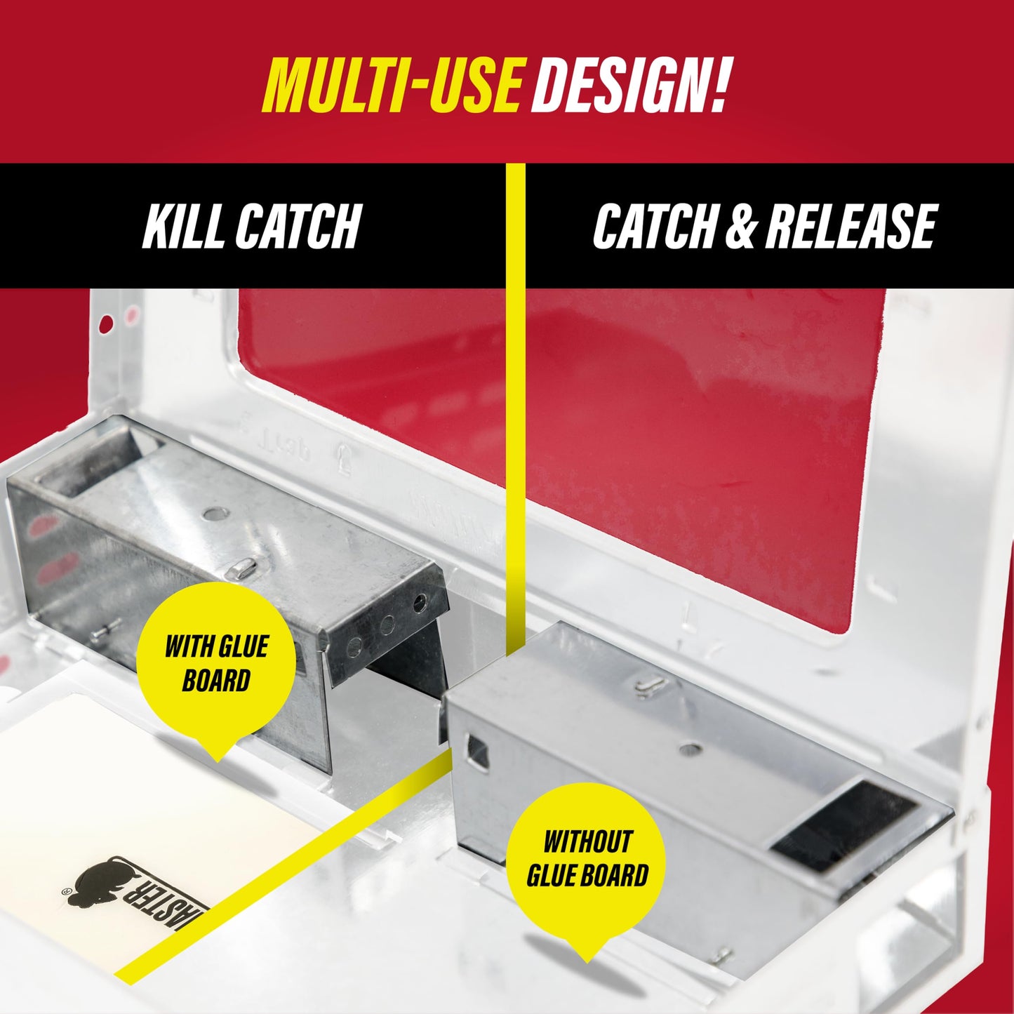 Catchmaster Multi-Catch Mouse Trap 3-Pack, Humane Mouse Traps Indoor for Home, Includes Replaceable Glue Board, Live Catch Pest Control for Garage & Shed