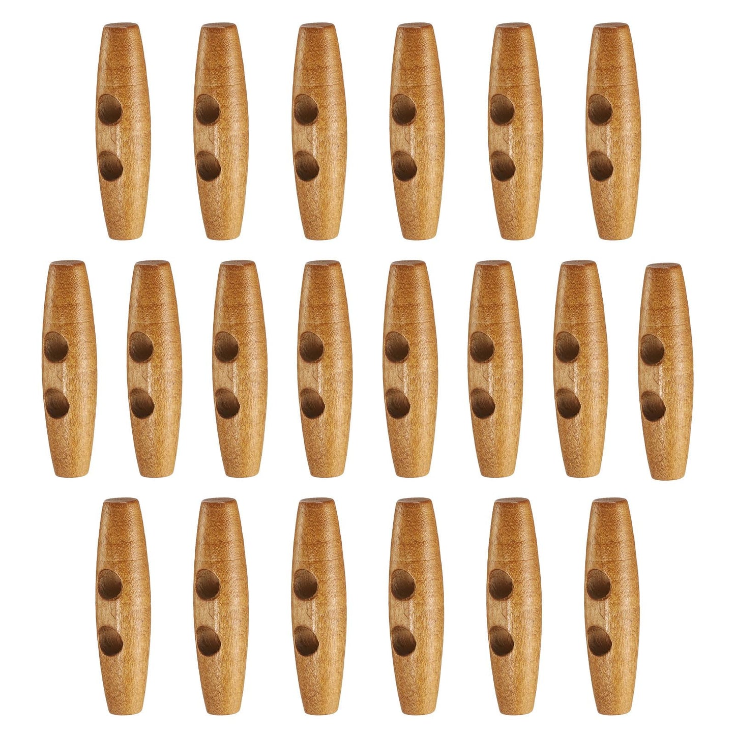 HARFINGTON 60mm / 2.4" Wooden Toggle Buttons 20pcs 2-Hole, Maroon | Wood Olive Sewing Buttons Horn Oval Buttons Sewing Accessories for Coat Sweaters Clothing DIY Craft BST326L