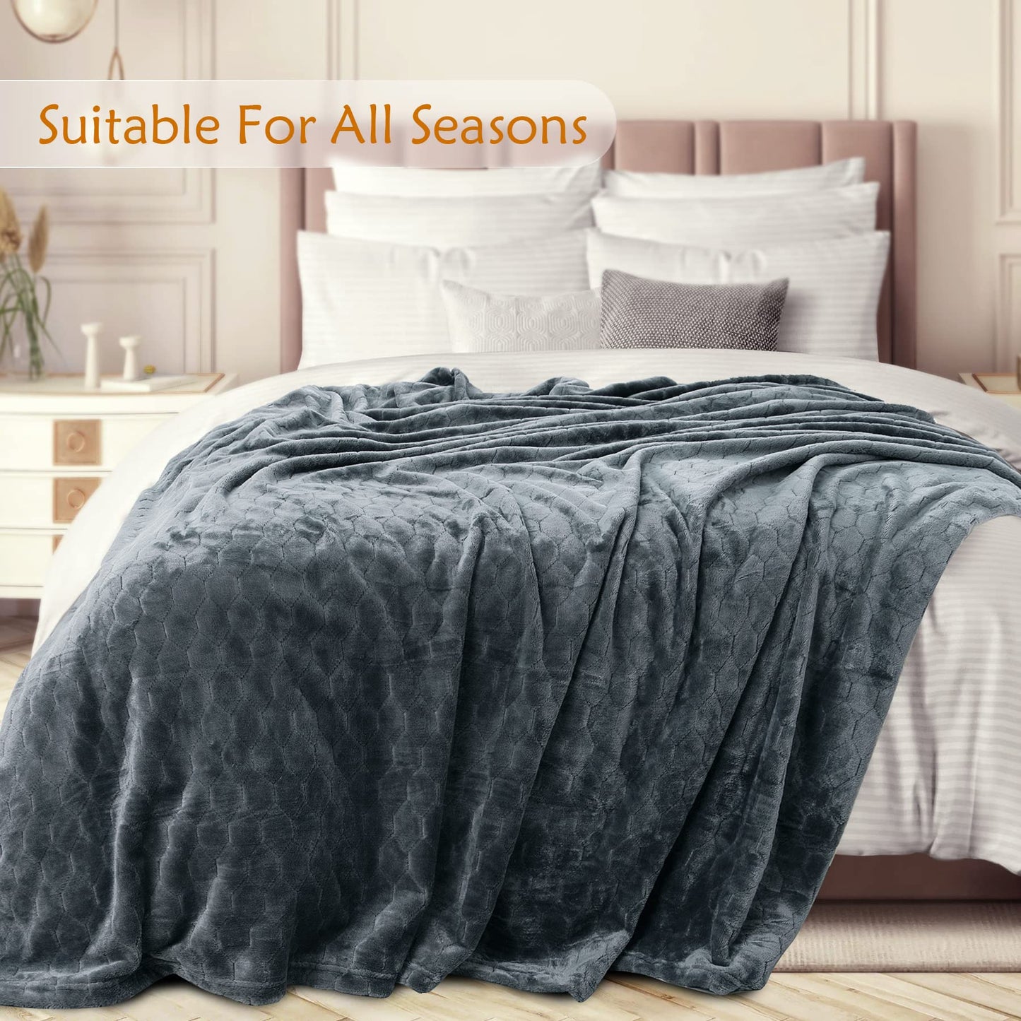 TOONOW Fleece Blanket Super Soft Cozy Throw Blanket 50" x 60", Lightweight Fuzzy Comfy Textured Flannel Blanket Warm Plush Throw Blankets for Couch, Sofa, Bed, Emerald WN420