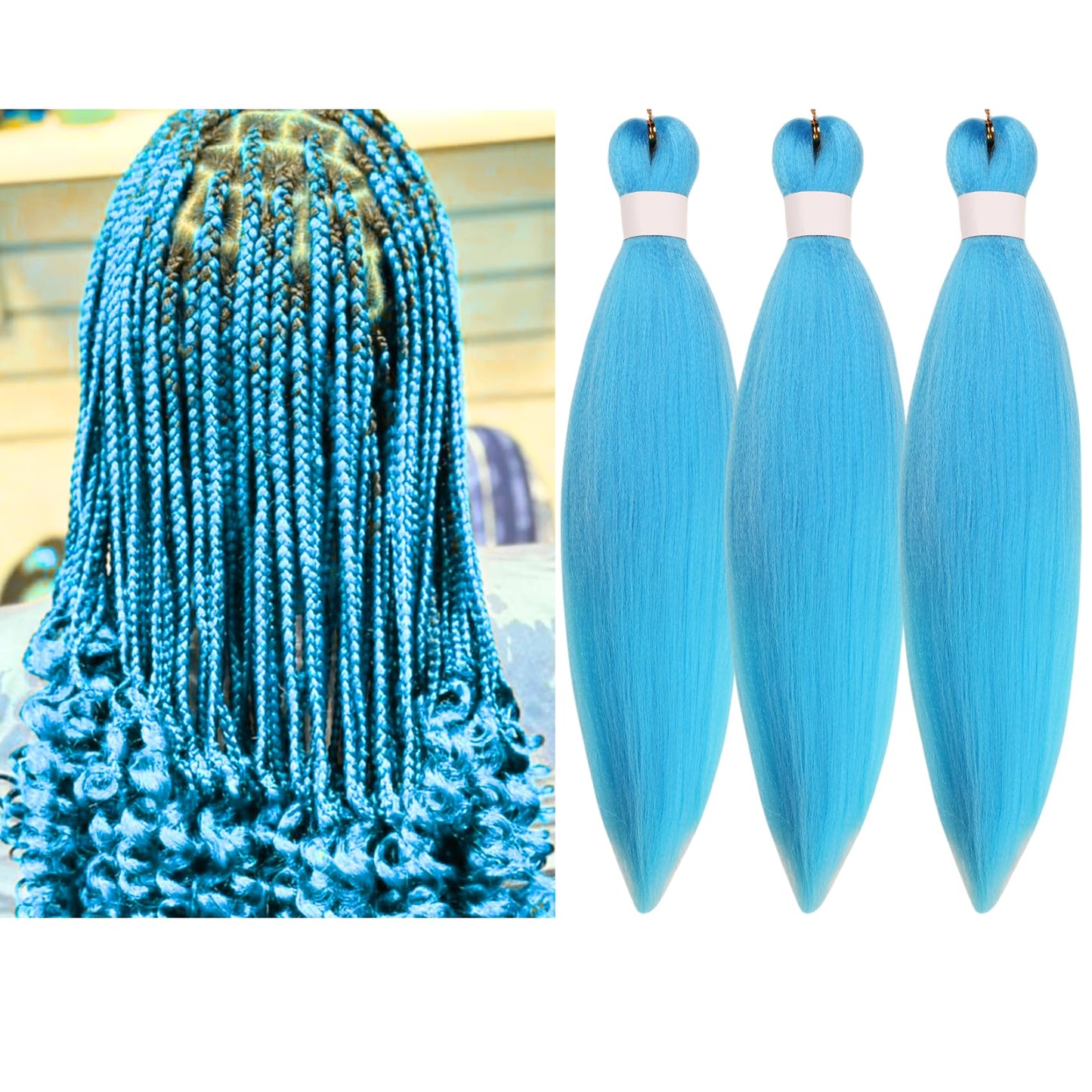 Purple Braiding Hair Pre stretched Knotless 26 inch | Hypoallergenic Synthetic Purple Prestretched Ez Braid Knotless Itch Free Soft Yaki Texture Hot Water Setting WN420