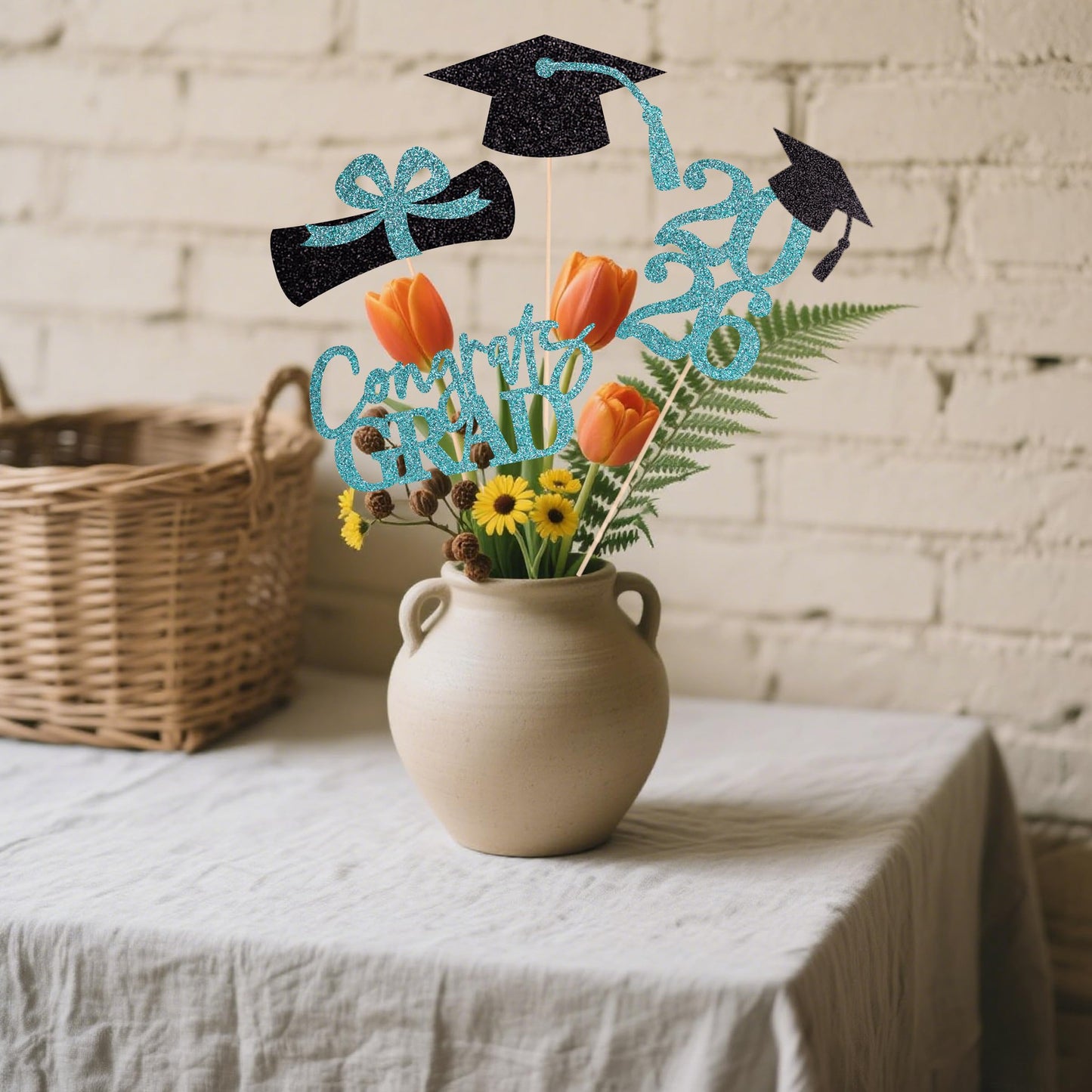 Graduation Centerpieces Class of 2026, 16 PCS Red Blue Double-Sided Table Toppers, Congrats Grad Party Decorations Supplies (Set of 4 Designs) WN420