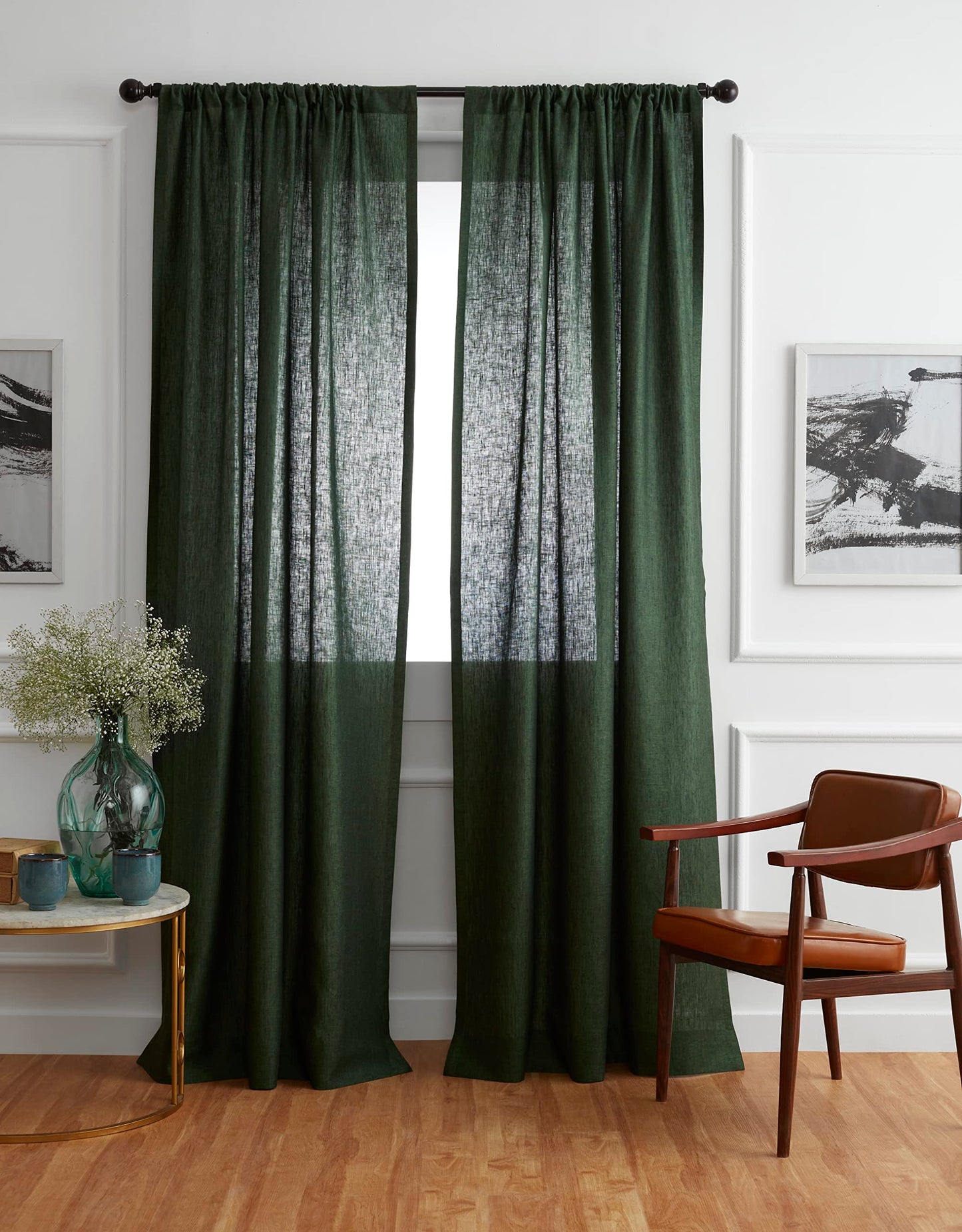 Solino Home 100% Pure Linen Curtain Panel Ivory, Linen Curtain 52 x 54 in | Drapery Panels a light filtering panel for any room, handwoven textured linen, rod pocket top, OEKO-TEX Certified, gift ready BST326SOLH