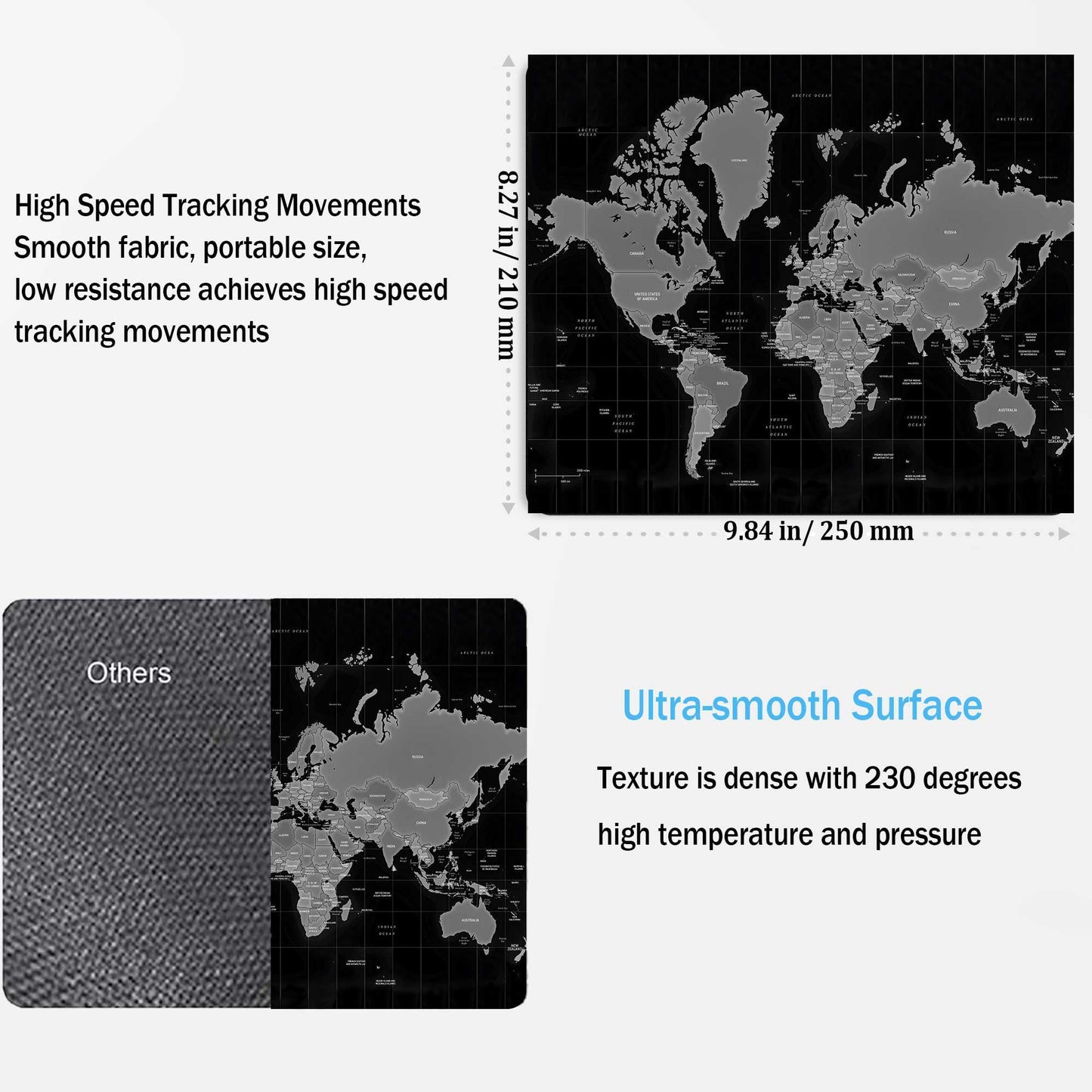 Square Mouse Pad with Non-Slip Rubber Base,Washable Square Cloth Mousepad, Non-Slip Rubber Base for Wireless Mouse for Computers, Laptop, Gaming, Office & Home WN420