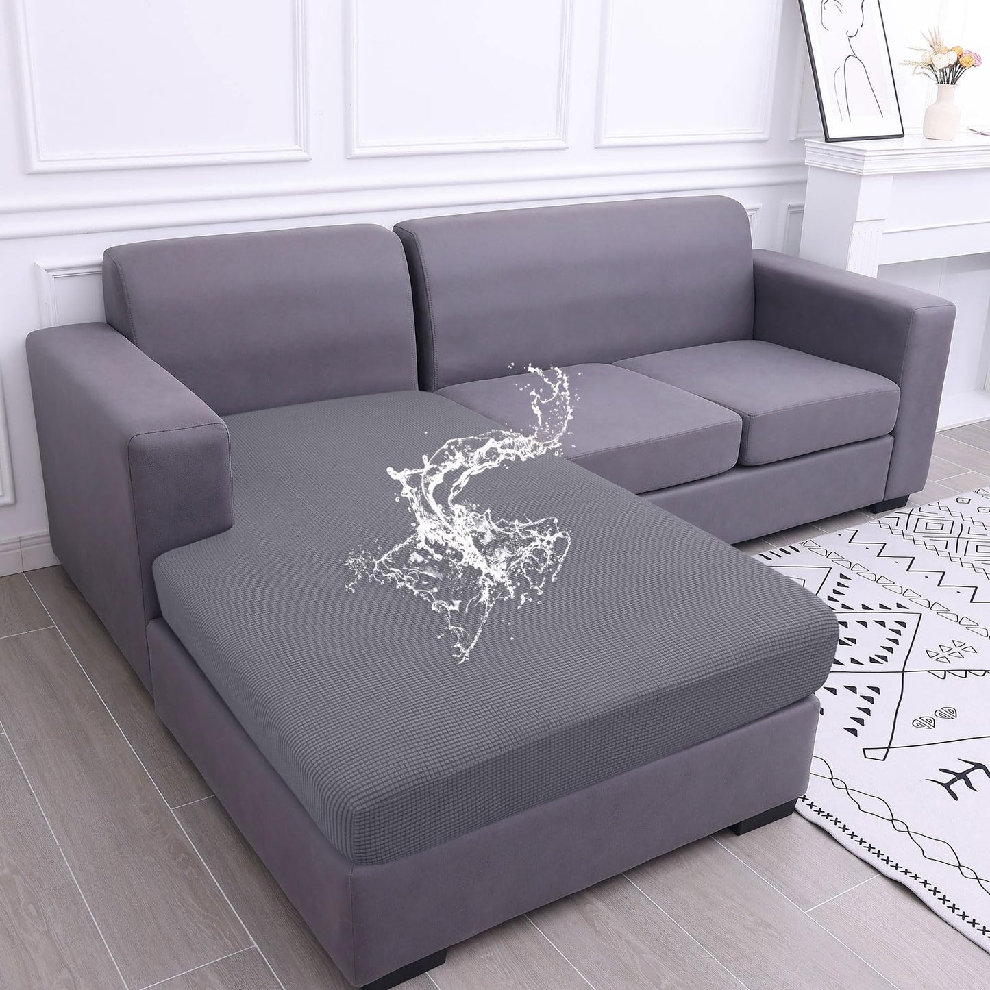 Waterproof Couch Cushion Covers for Pets, Non Slip Sofa Seat Cover | Stretch Jacquard Fabric, Elastic Bottom, Non Slip Fit, Waterproof Protection, Pet Hair Protection (1 Piece for Backrest M) BST202