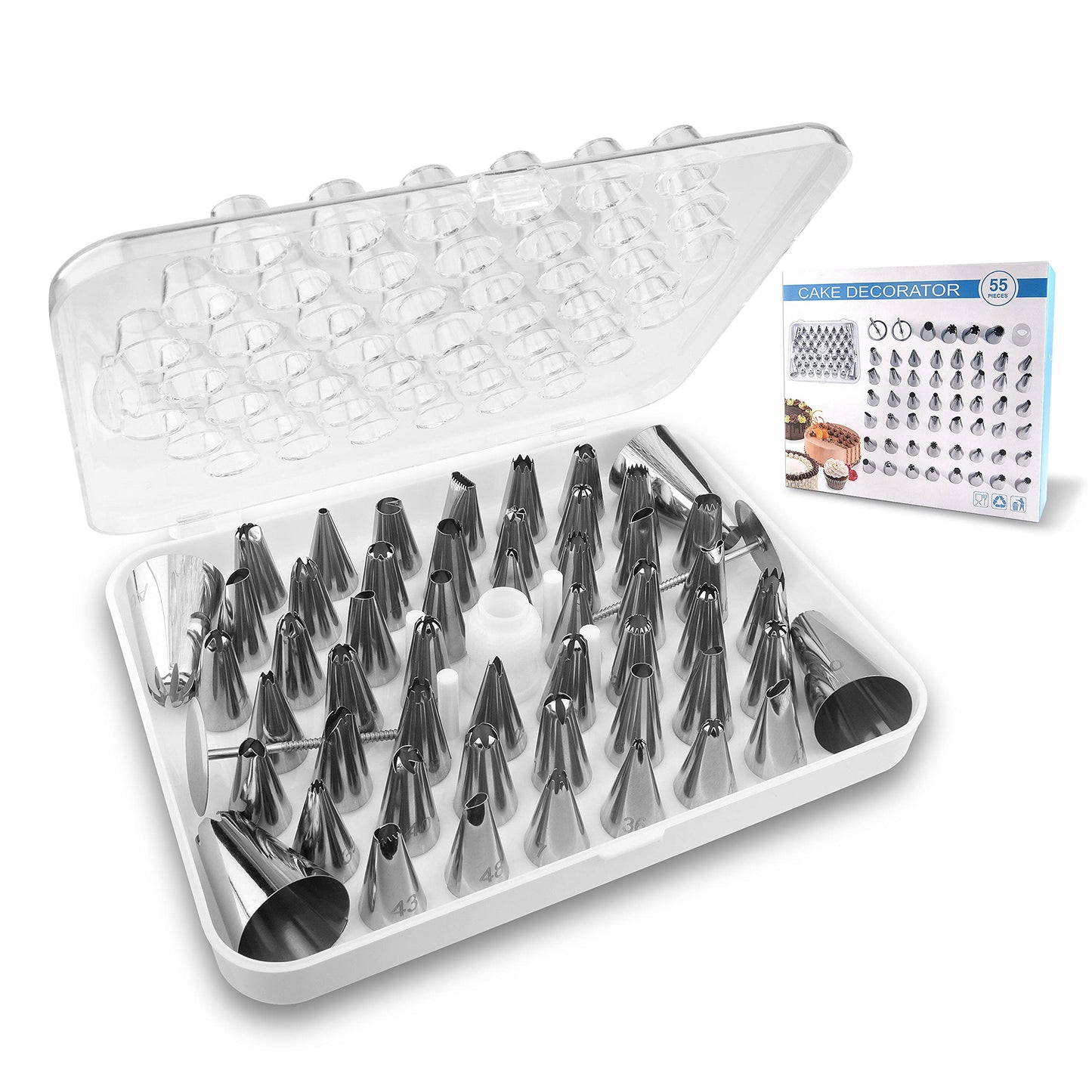 FIVETASCake Decorating kit for Beginners-52 Numbered Icing Tips with Pattern Chary RD3