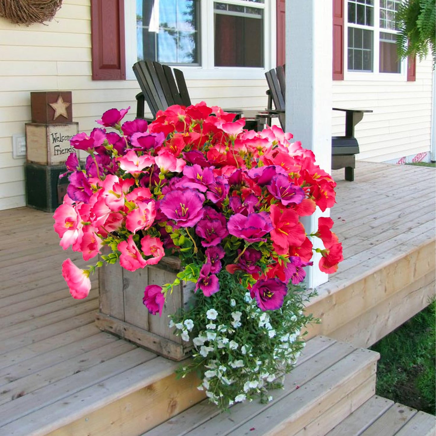 12 Pack Artificial Hibiscus Flowers UV Resistant Fake Silk Flowers for Outdoors Hanging Baskets Porch Patio Garden Decor Faux Tropical Plants BST202