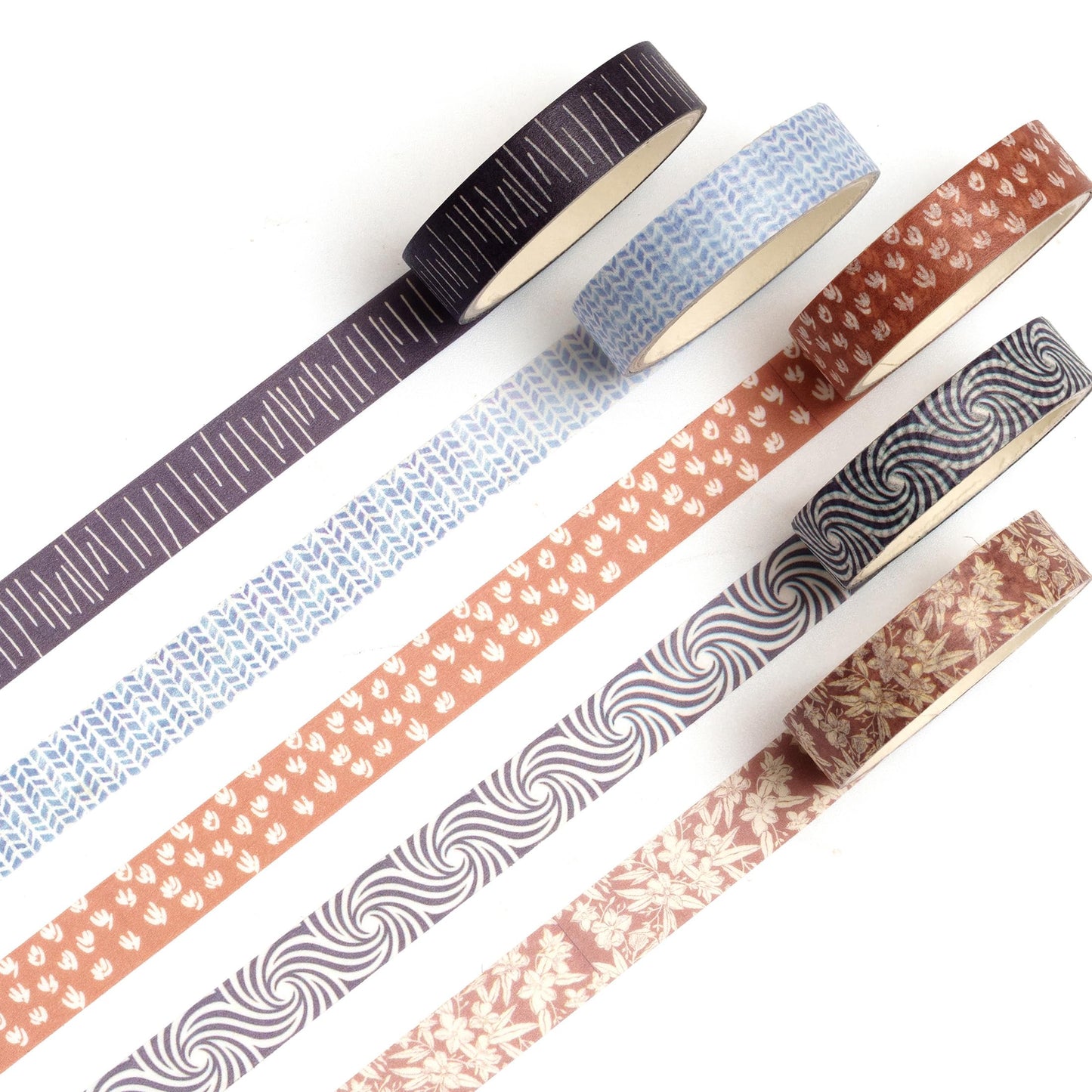 Fantasy Washi Tape Set - 5 Rolls Texture Arts Adhesive Tapes Basic Patterns Decorative Masking Tape Sets for Craft, Kids, Scrapbook, DIY, Gift Wrapping (10-Modern Mosaic) BST220