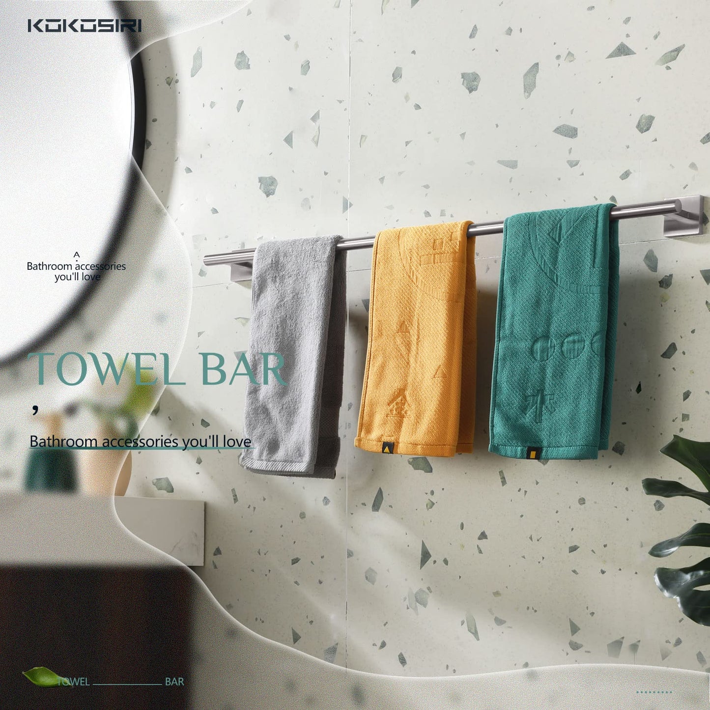 KOKOSIRI Bathroom Towel Bars 16 Inch Towel Rail Matte Black 40CM Hand Towel Holder for Bath Kitchen Wall Stainless Steel B4005BK-L16 BST202