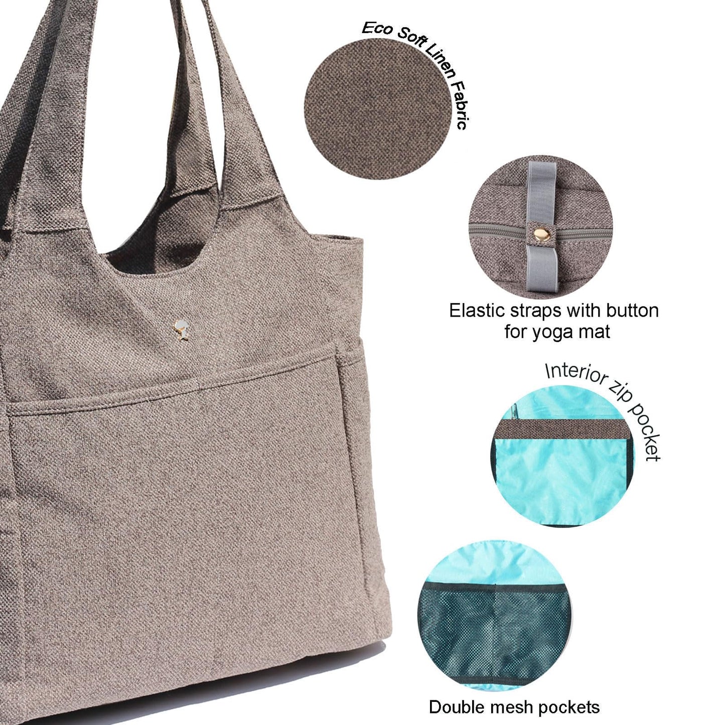 ESVAN Yoga Tote Bag Mat bag Women Shoulder Bags Carryall Tote for Travel Office Workout Gym Nurse Beach BST326H