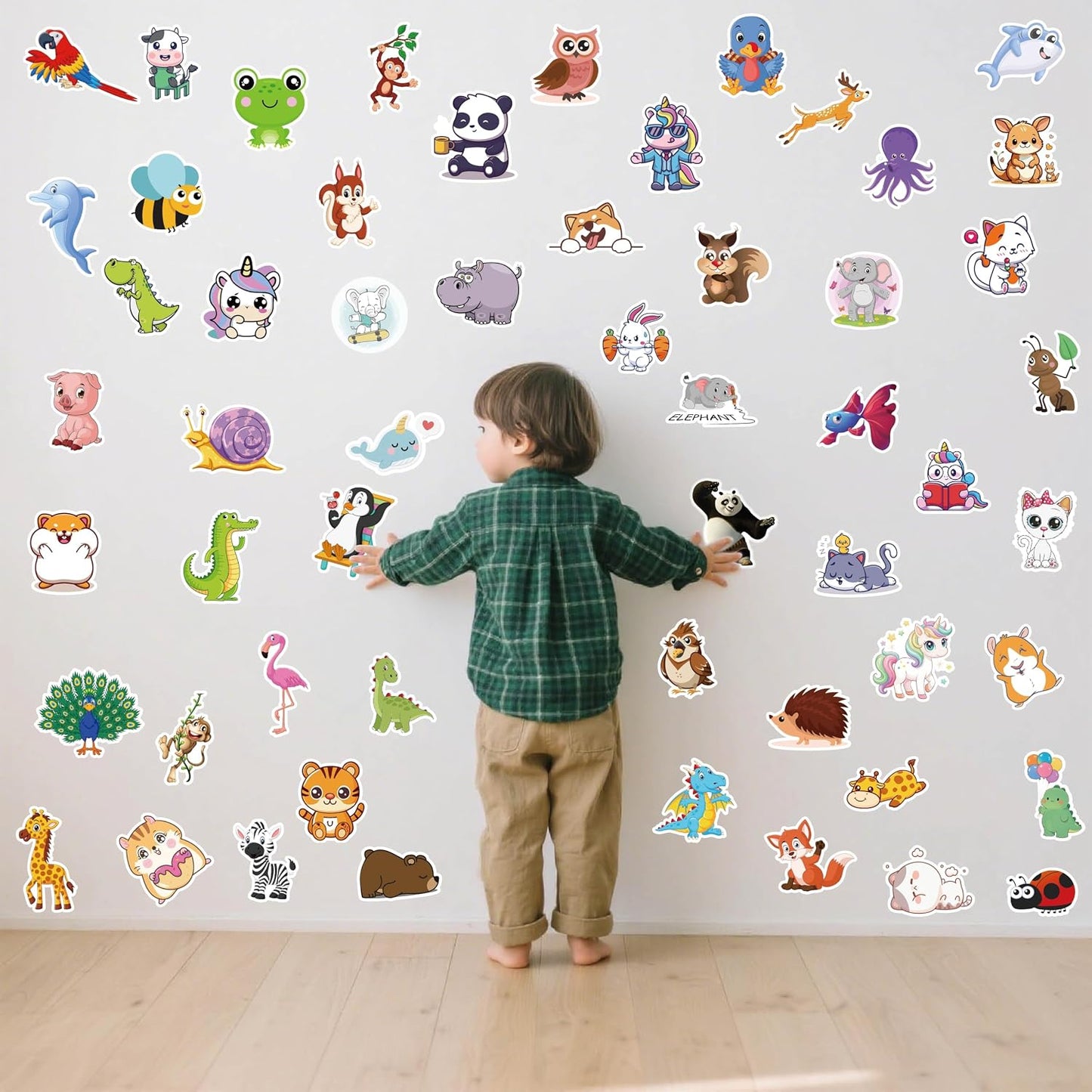 100 PCS Water Bottle Stickers for Kids Removable Waterproof Decals Cute Cartoon Animal & Unicorn Designs Easy to Peel/Reposition Ideal for Water Bottles Laptops Lunch Boxes BST202