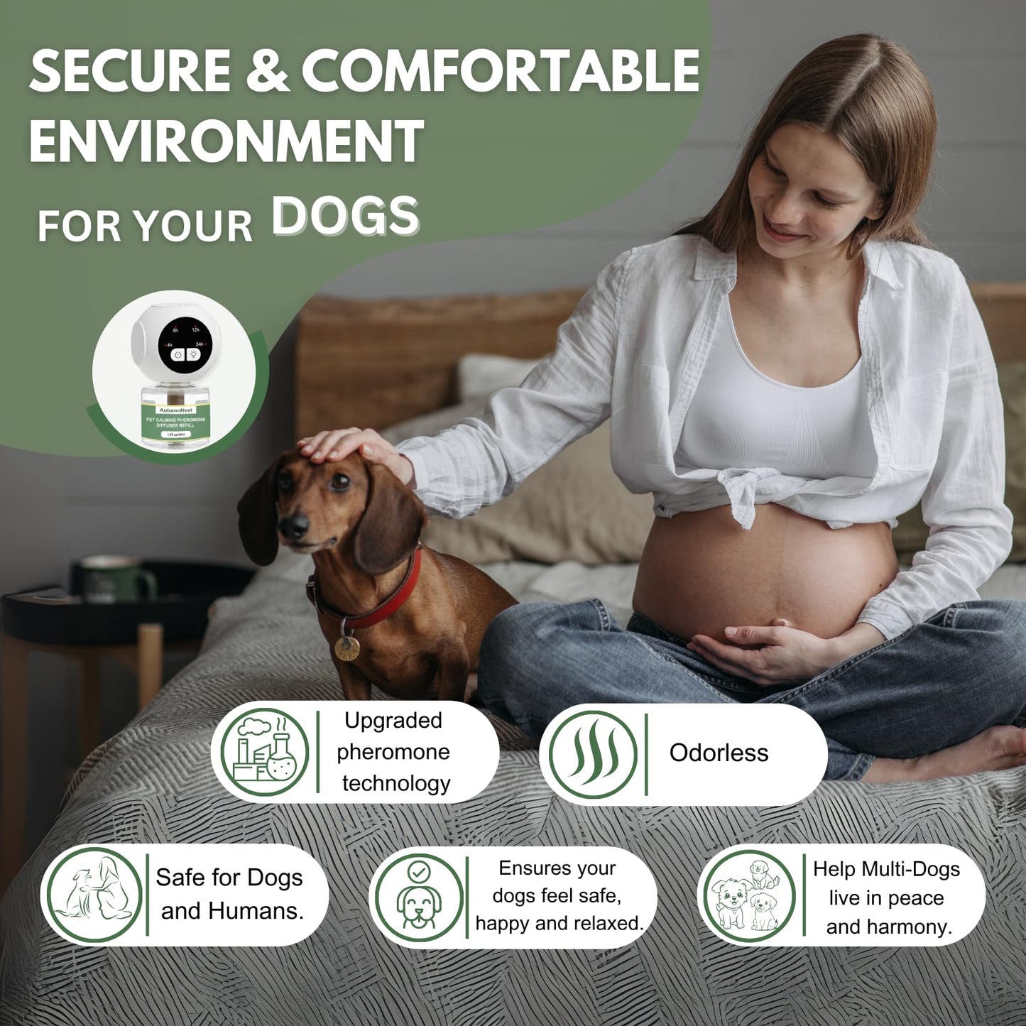 8-in-1 Dog Calming Pheromone Diffuser Kit – Pet Stress Support (2 Plug-Ins & 6x48ml Refills), Calming Diffuser for Dog During Thunderstorms, Travel, Separation, Fireworks & Vet Visits, 180-Day Supply WN420