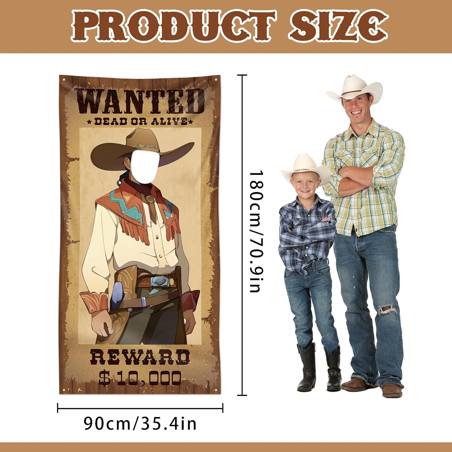 Western Party Decorations, Wanted Poster Backdrop Western Photo Booth Props Cowboy Photo Prop Backgroud for Cowboy Cowgirl Birthday My First Rodeo Party Photoshoot for Adult BST326L