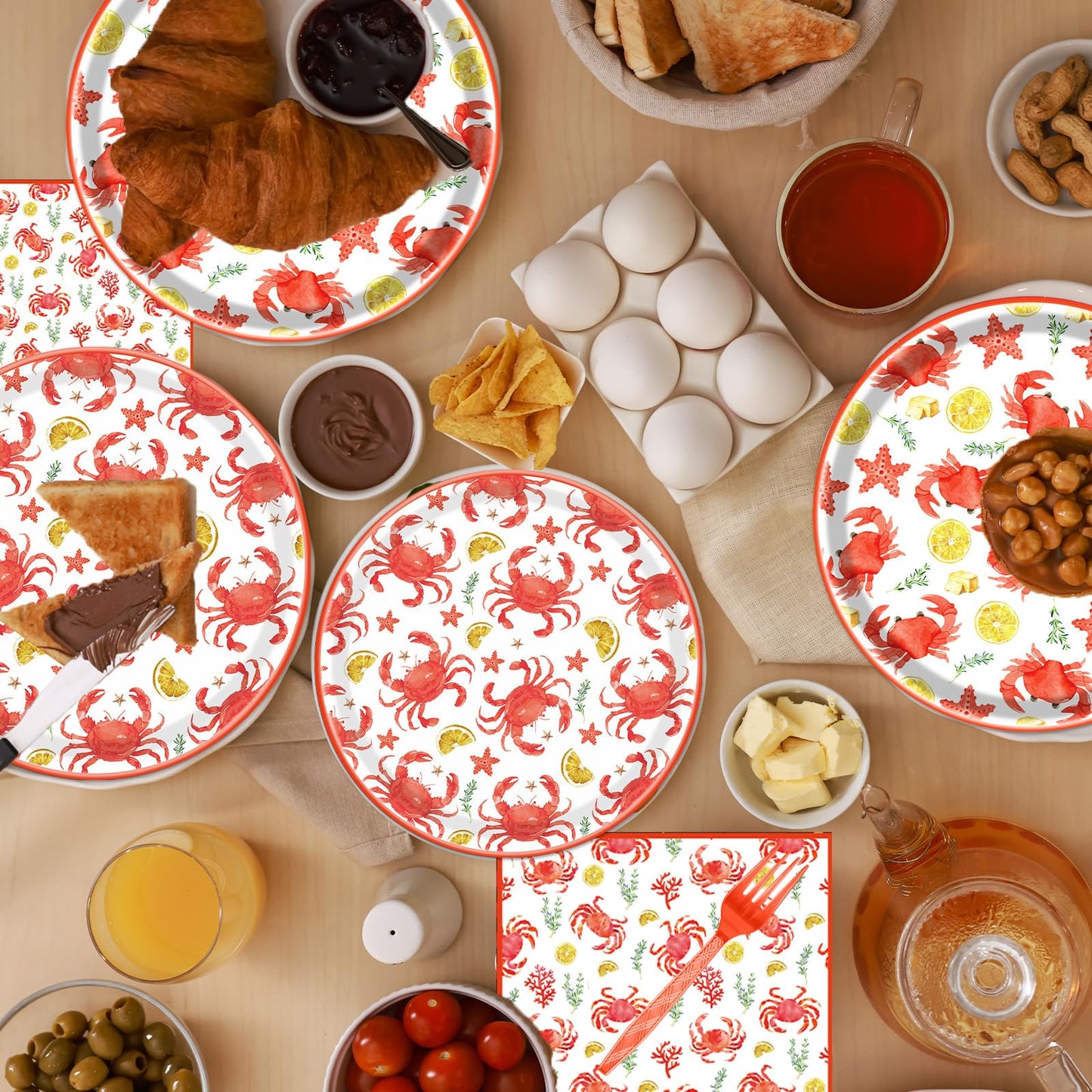 Gameza July Christmas Party Decorations Tableware, 96PCS There's Some Hohoho's in July Disposable Paper Plates and Napkins Decoration, Summer Xmas Beach Forks Decor Supplies Serves 24 BST220