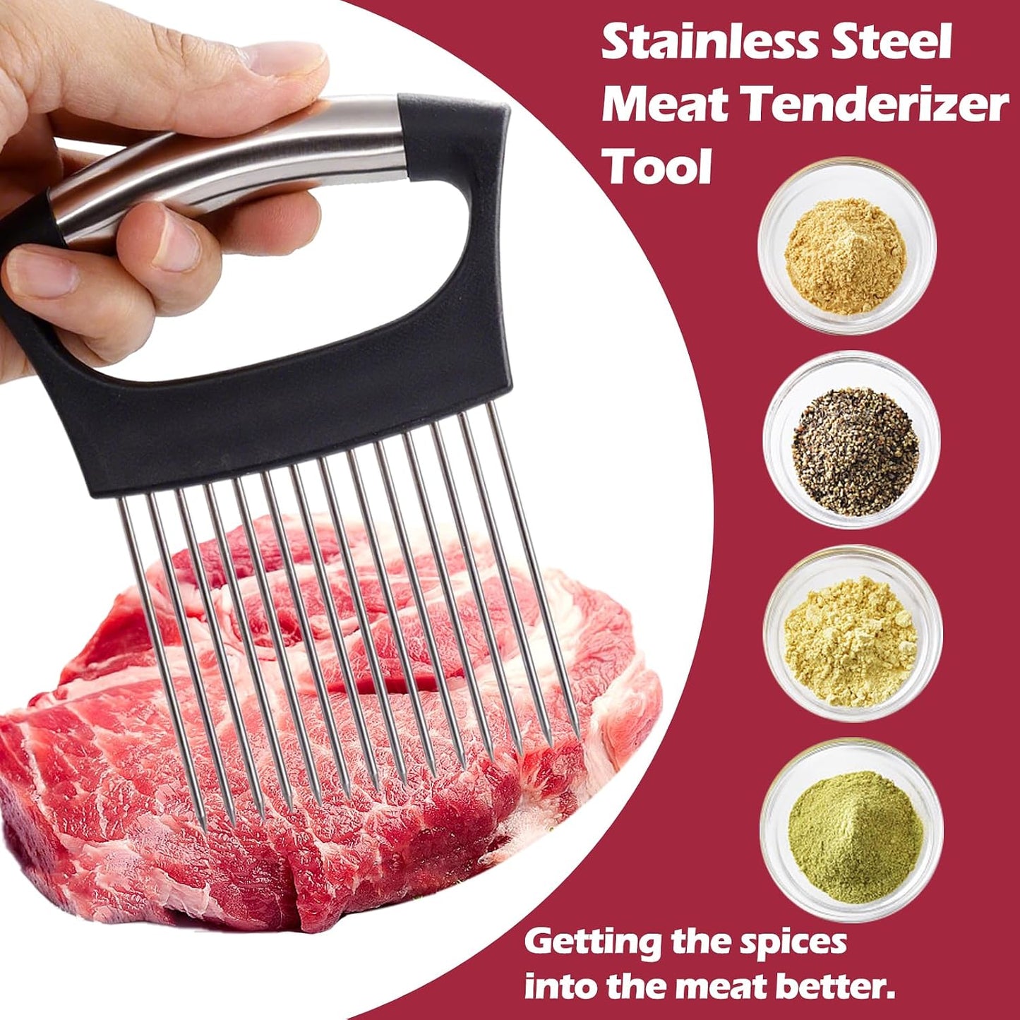JAYVAR Extra-Large Onion Holder for Slicing, 304 Stainless Steel | 14 Long Needles, Onions Cutter Vegetable Chopper, Tomato Cutter Slicer, Kitchen Gadgets for Evenly Slicing BST326H