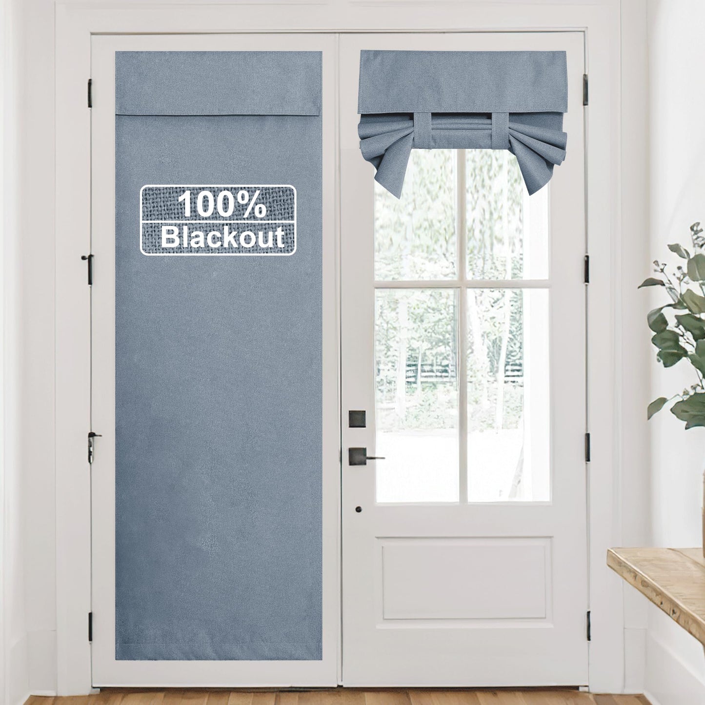 RYB HOME Grey Classroom Door Linen Curtain for Small Window, 100% Blackout Shades Lightweight for French Door Window, W 8 x L 36 Room Darkening Privacy Curtains Tie up Shade, 1 Panel BST220