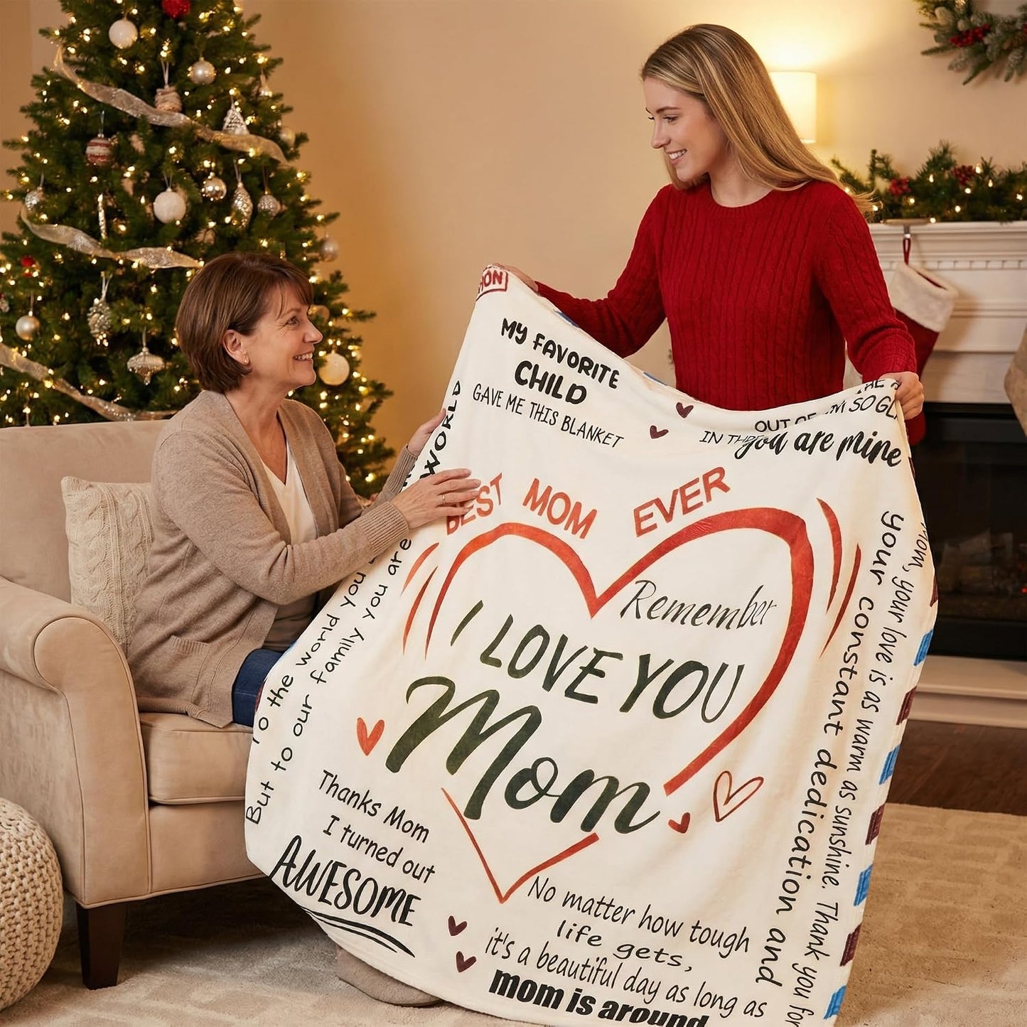 Mothers Day Gifts - Super Soft Warm Personalized Throw Blanket, Mothers Day Blanket, Mother's Day, Anniversary and Birthday Gifts for Mom from Daughter Son (60x80) BST202