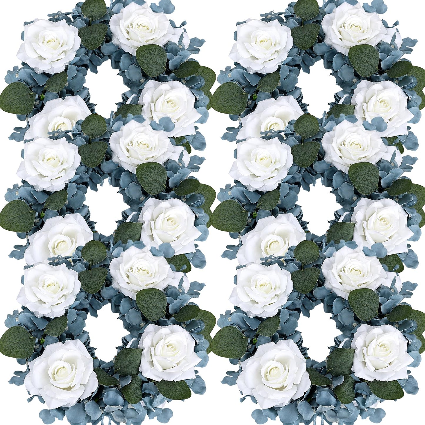 Artificial Flower Candle Rings - 6 Inch Inner Rose Floral Wreaths for Wedding Bridal Event Table Centerpieces Backdrop Decorations (Dusty Pink & White, 6 X Candle Rings) WN420