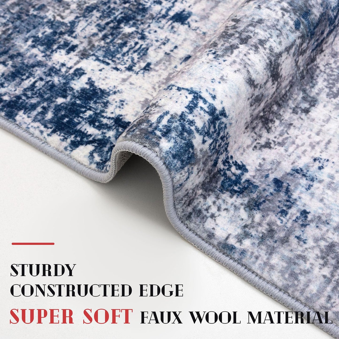 Lansny Modern Abstract Runner - 2x5, Beige Grey Washable Kitchen Entryway Rug Mat Non-Slip Soft Neutral Hallway Rug Thin Print Faux Wool Carpet for Bedroom Laundry Room Indoor BST220