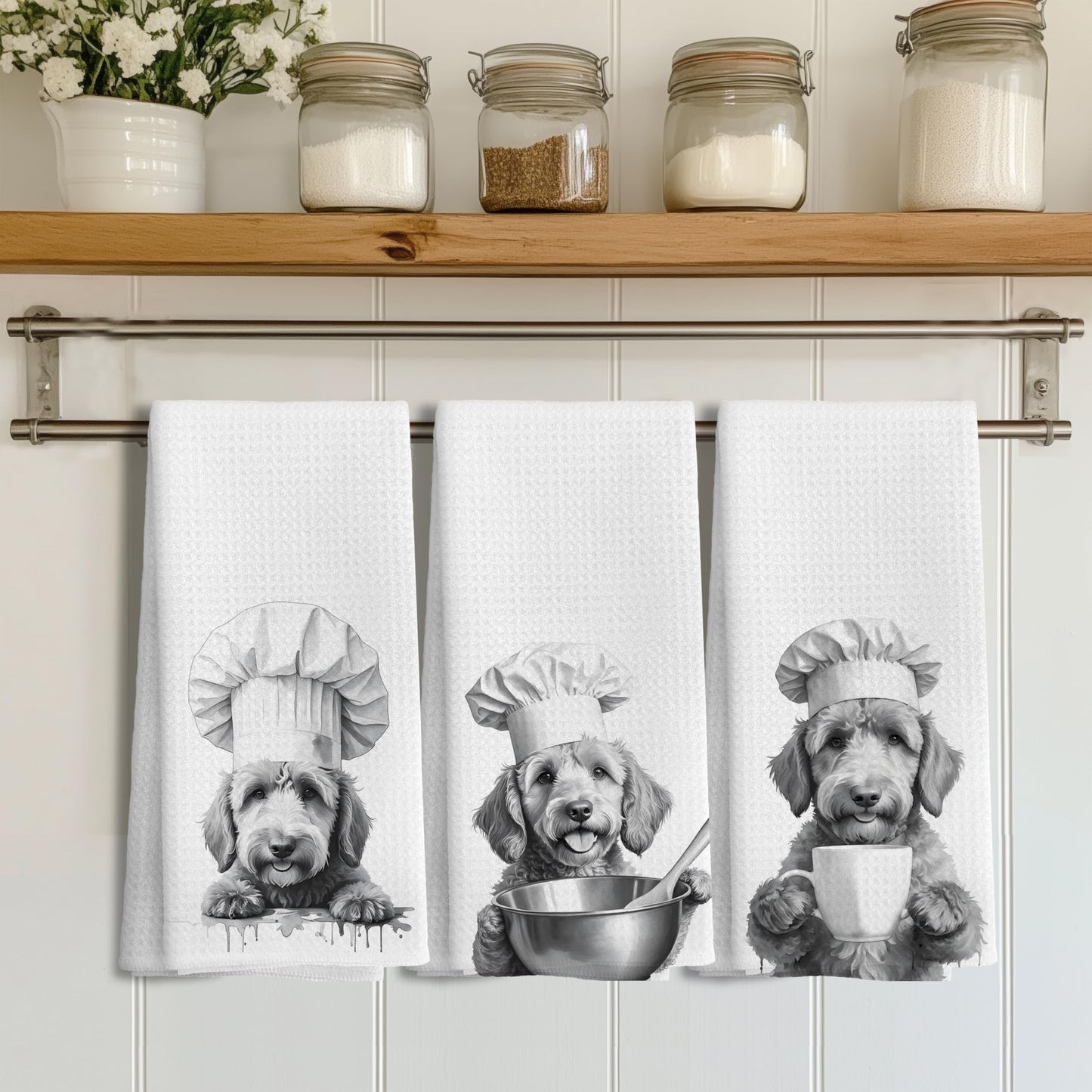 Funny Black Labrador Retriever Kitchen Towels, Black Lab Gifts Dish Tea Towels for Kitchen Decor, Gifts for Labrador Dog Lovers Hand Towels, 16x24 Inches BST202