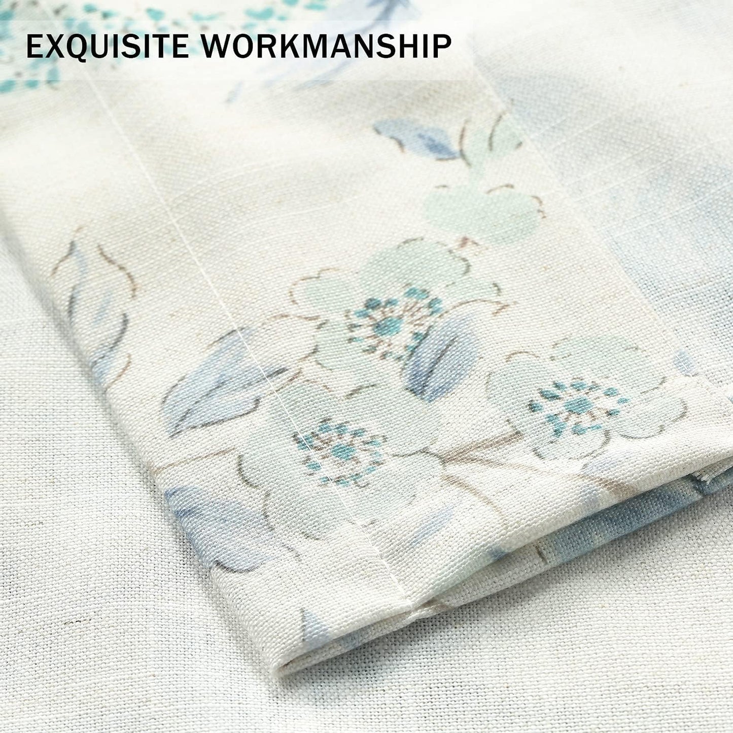 Leeva Tie Up Valance for Windows, Elegant Birds Pattern Light Filtering Window Treatment Valances for Bedroom Kitchen, One Panel, 52 x 18, Light Blue BST220