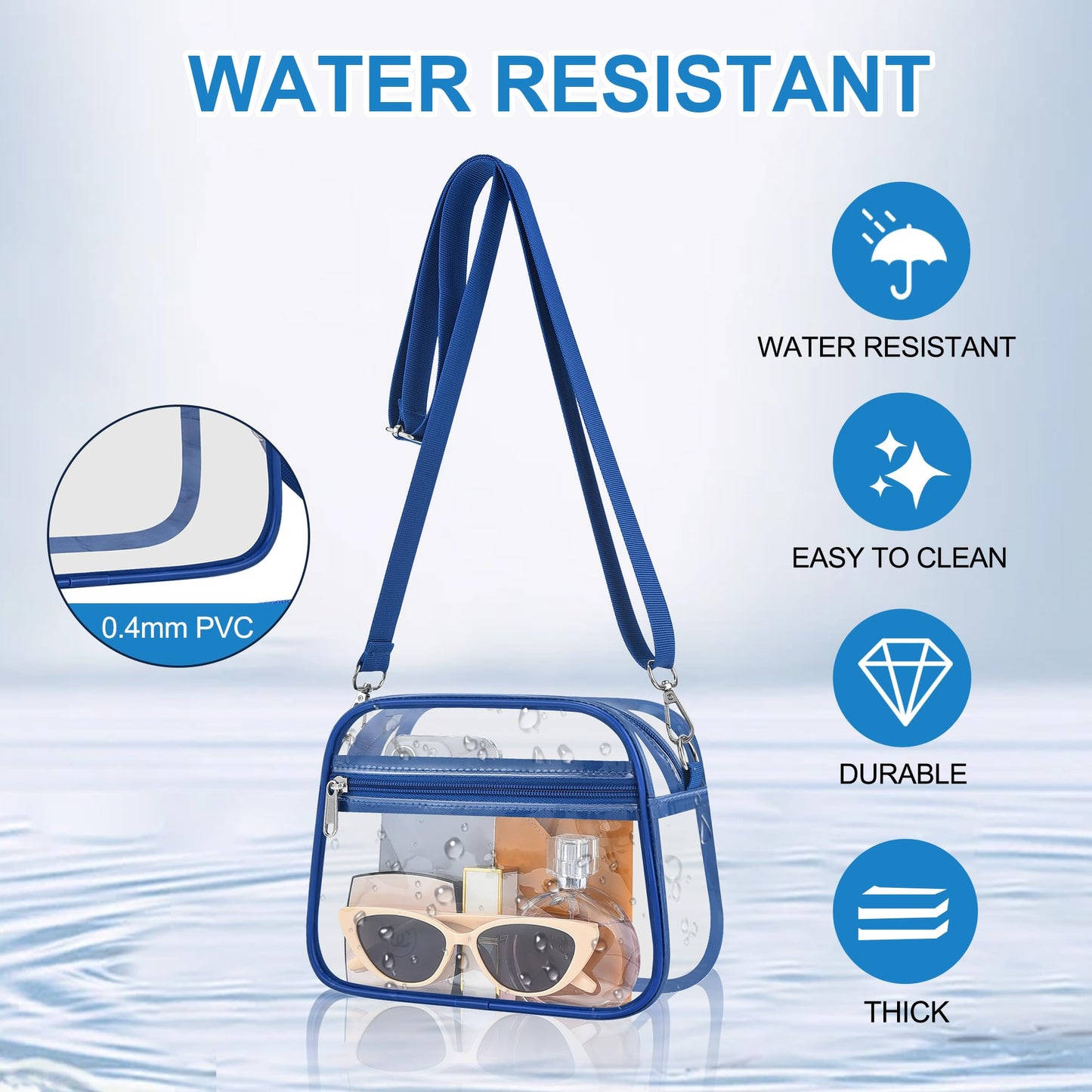 Clear Bag for Stadium Events Stadium Approved Women's Top-Handle Handbags | Mini Small Clear Bag Purse with Wide Adjustable Strap and Front Pocket for Sports Concerts, Festivals BST202