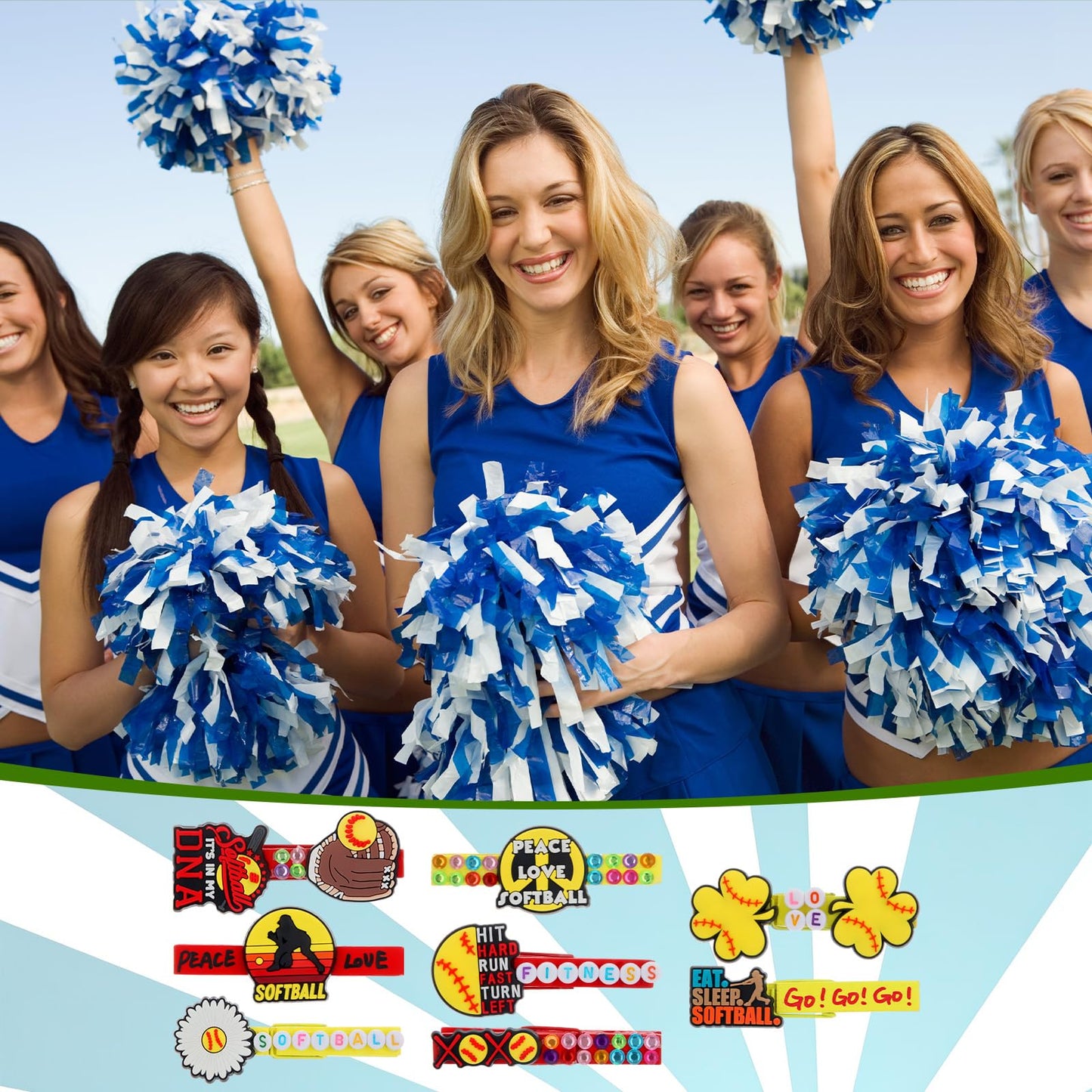 Amyhill 60 Sets Baseball Cheer Pins Wooden DIY Spirit Clips Clothes Pins with 260 Alphabet Beads 4 Rhinestone Stickers 4 Markers 9 ml Glue 60 Baseball Stickers for Cheerleaders Gifts Backpacks Decor BST326H