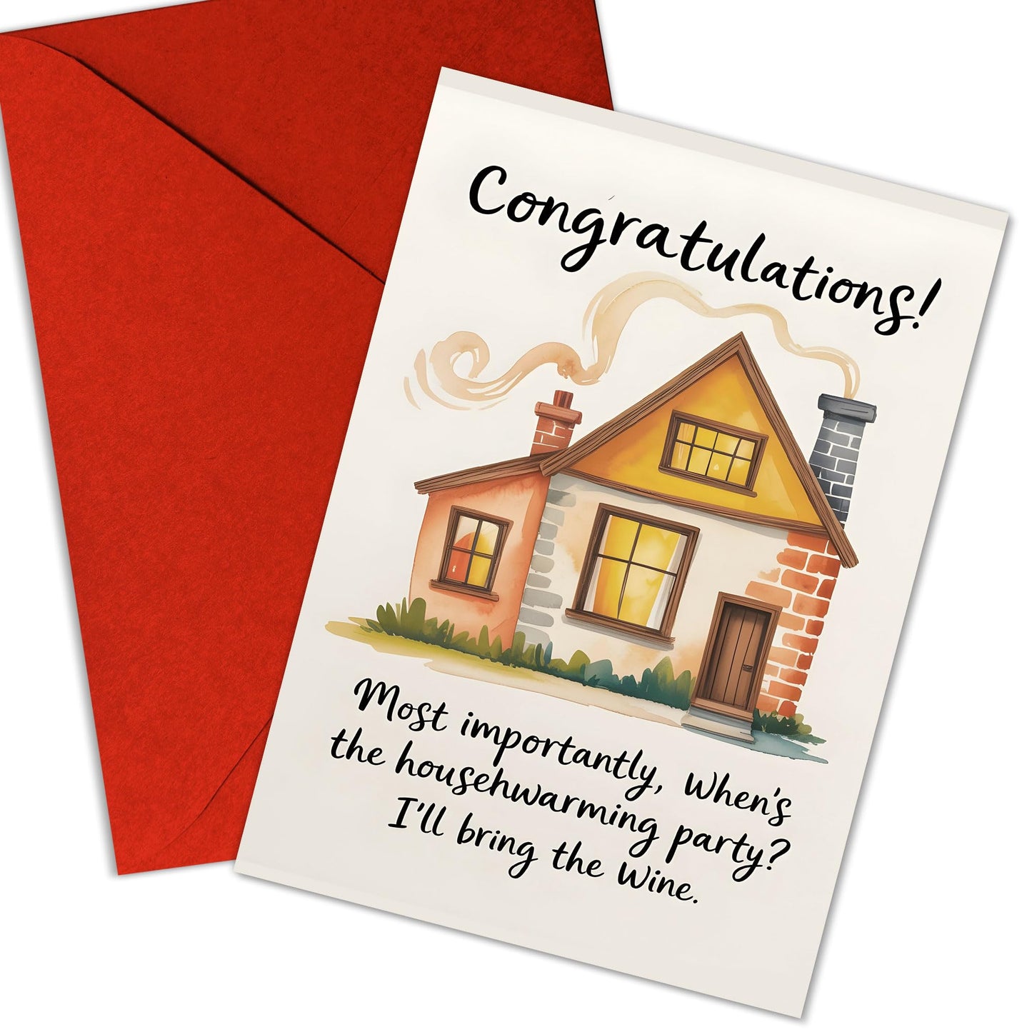 Congrats on Your New Home Housewarming Greeting with Gold Lettering and Key Design, Funny Congratulations Gift for New Homeowners, First-Time Buyers, Friends, Neighbors, Real Estate Clients Single 5.3''x8'' with Envelope BST326L