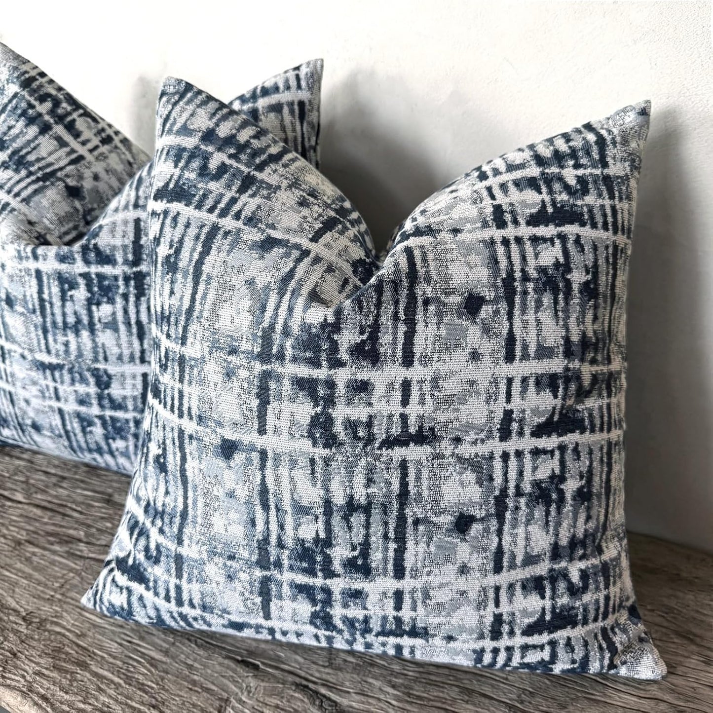 Decorative Throw Pillow Covers 16x16 Inch Set of 2, Navy Blue - Polyester for Couch and Living Room BST202