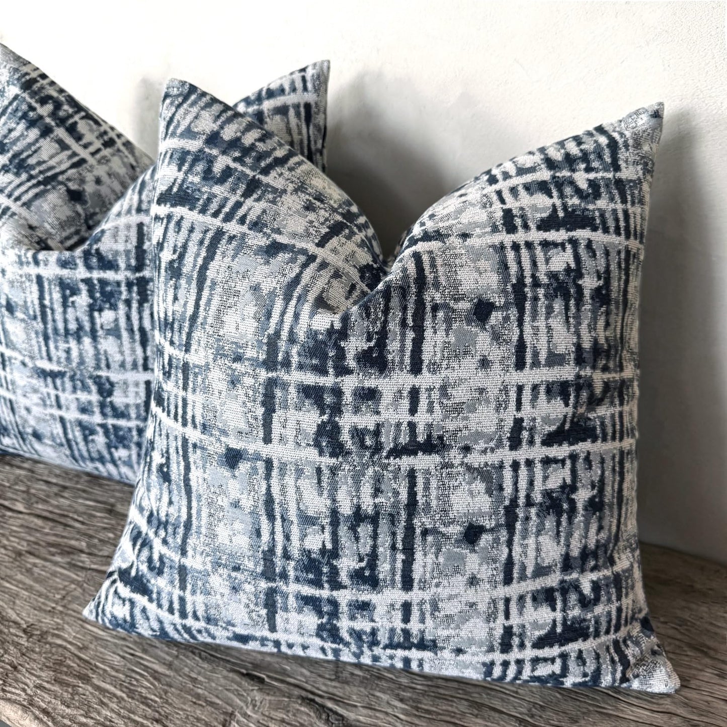 Decorative Throw Pillow Covers 16x16 Inch Set of 2, Navy Blue - Polyester for Couch and Living Room BST202