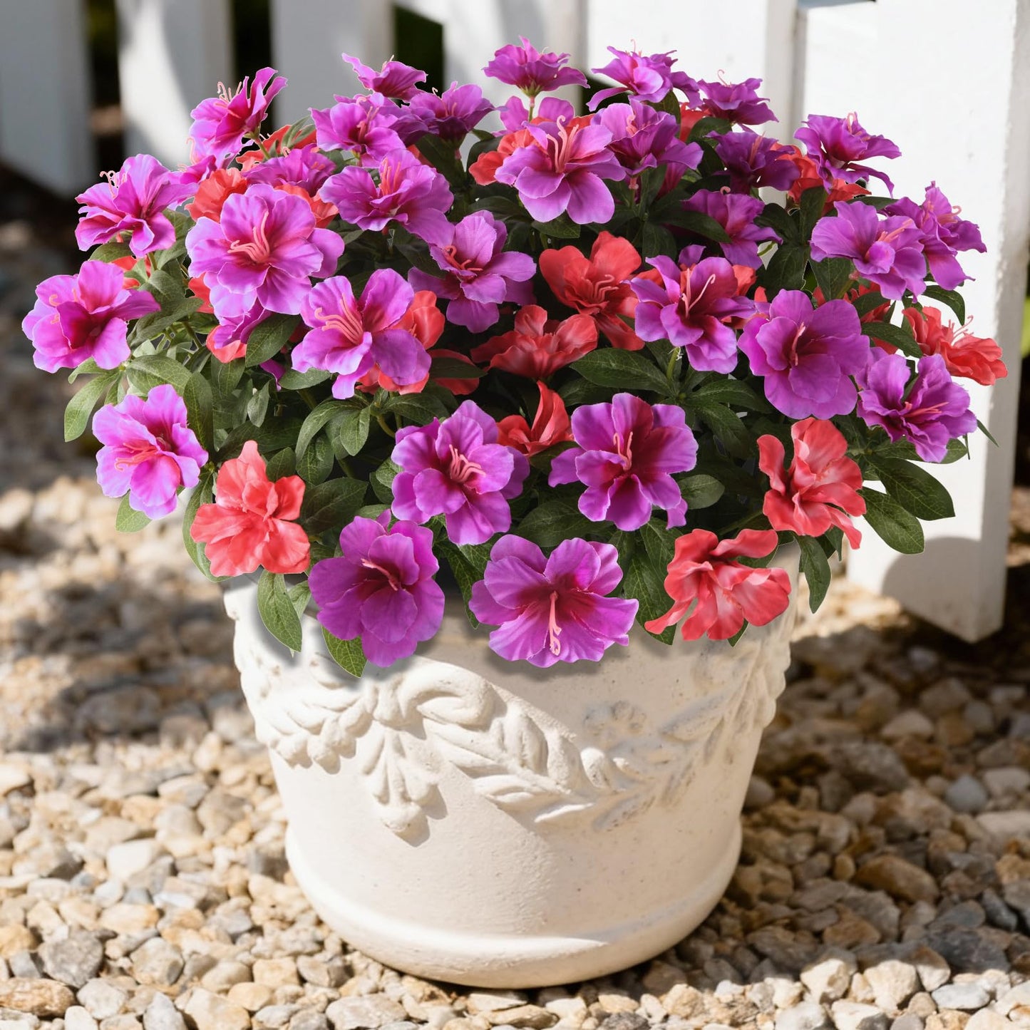 Hommyea Artificial Fake Flowers for Outdoor, 8 Bundles Faux Plants Silk Flowers Spring Decoration UV Resistant No Fade Plastic Flowers for Outside Planters Home Porch Patio Yard Garden Decor WN420