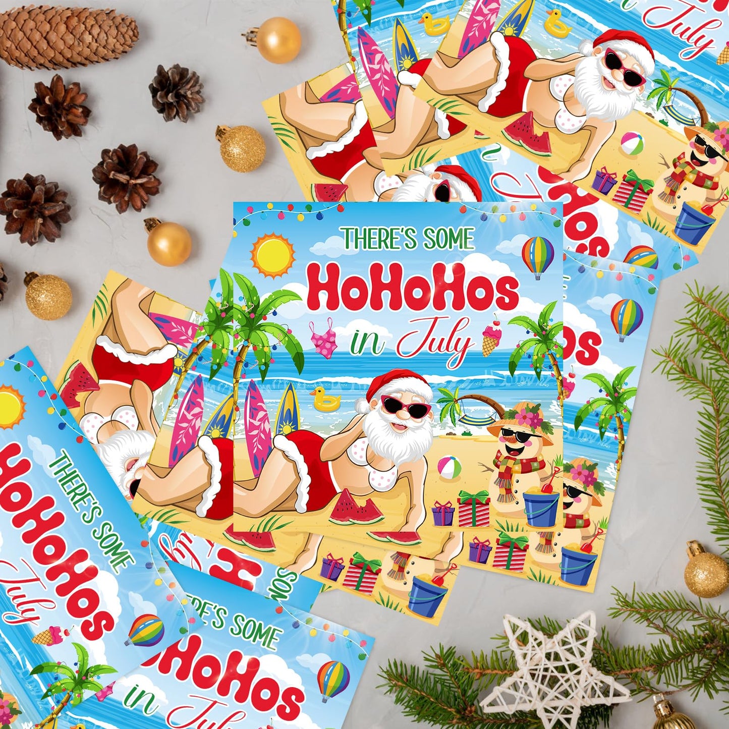Gameza July Christmas Party Decorations, 50PCS There's Some Hohoho's in July Disposable Paper Napkins Decoration, Summer Xmas Beach Napkins Decor Supplies BST220