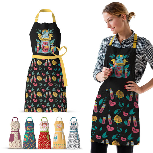 Waterproof Apron for Adults – Adjustable Fit with Deep Pockets, Stylish Cooking & Baking Apron for Women & Men