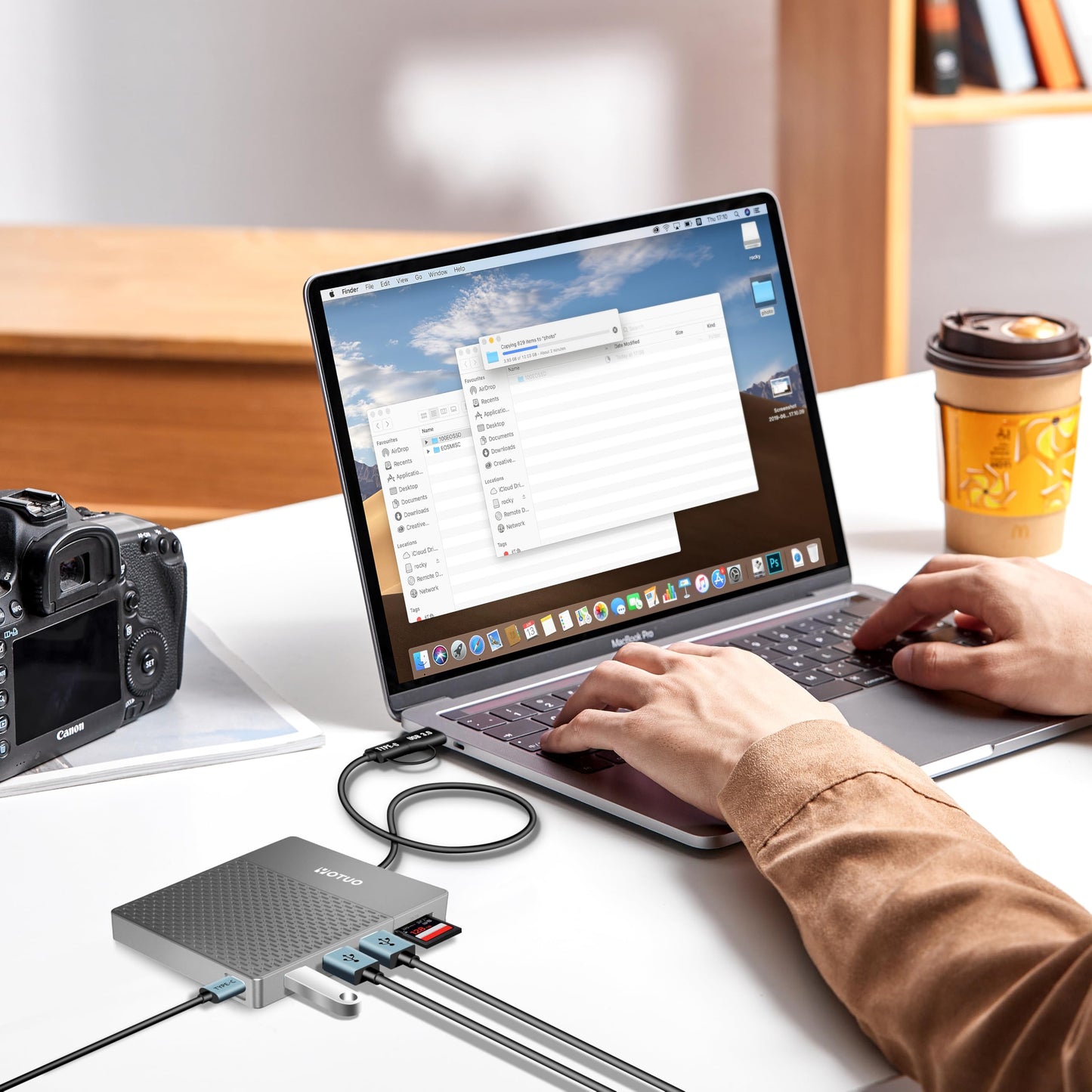 YOTUO 1TB External Hard Drive, USB C Multiport Hub HDD 7-in-1 RD12