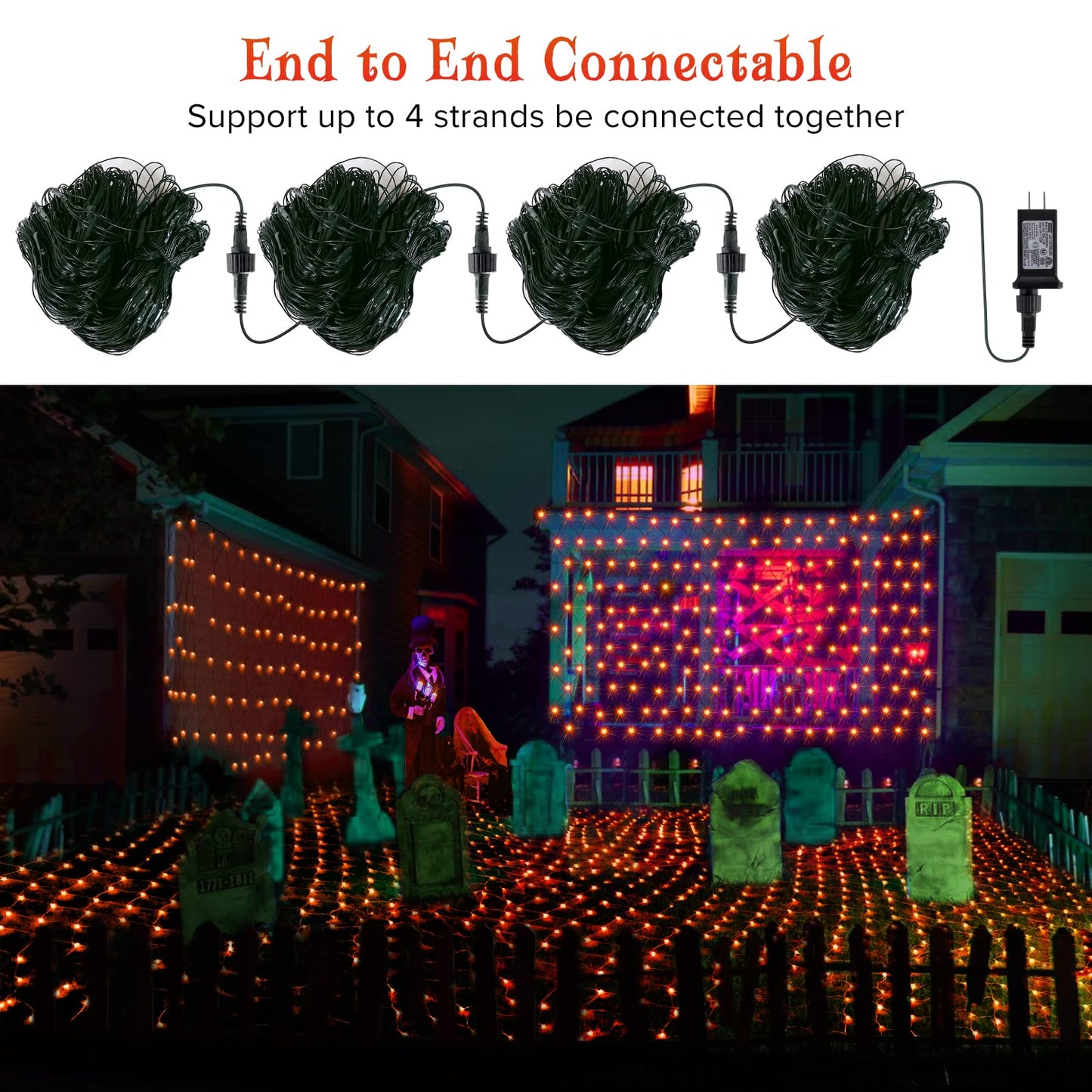 BlcTec Christmas Lights Outdoor 360 LED 9.8ft x 6.6ft Christmas Net Lights with 8 Modes RD12