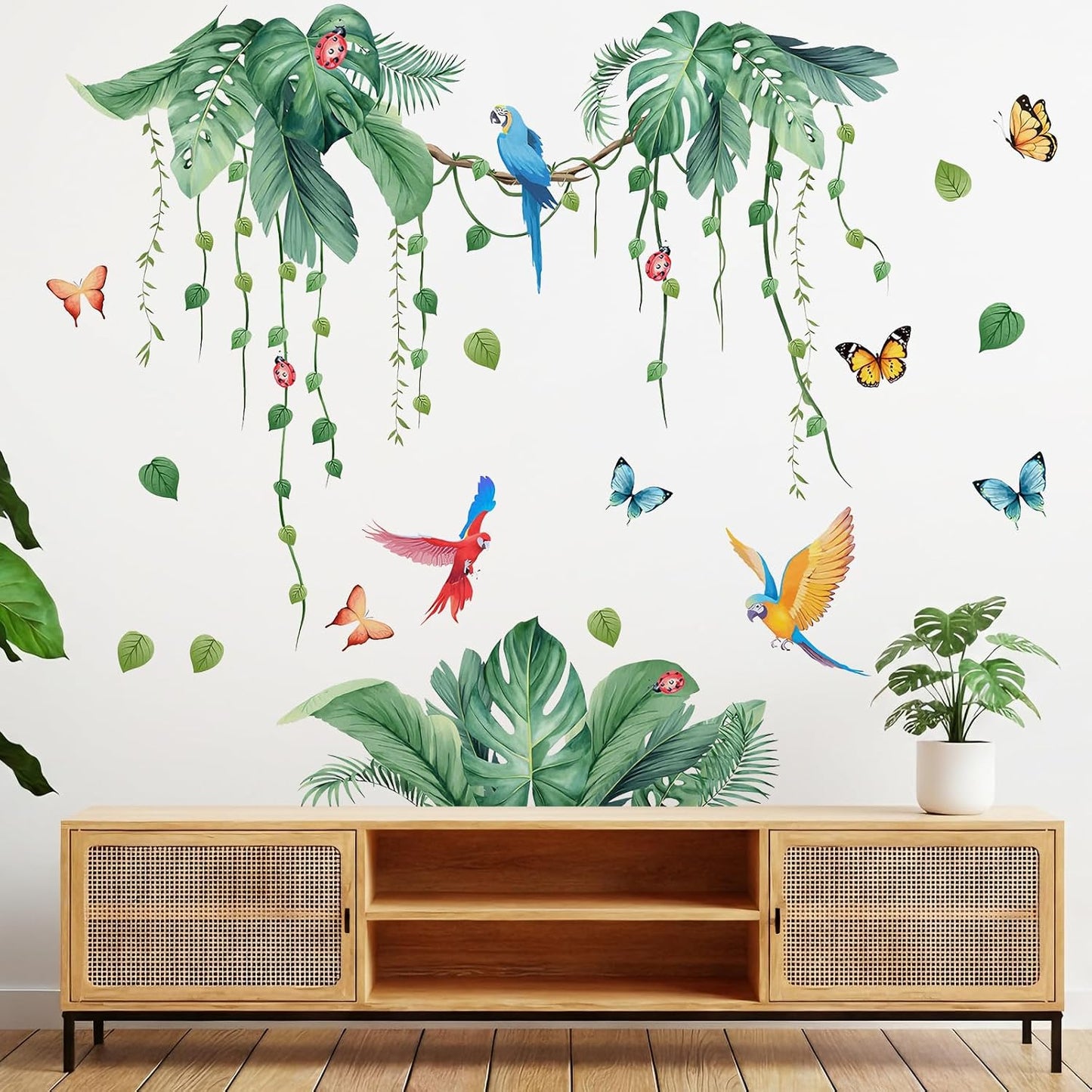 Green Tropical Palm Vine Peel&Stick Wall Decals Bedroom Living TV Wall Decor BST326L