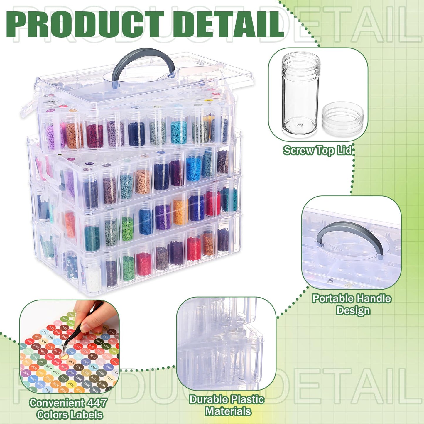 Willinglong 4 Tier Diamond Painting Storage Containers with 208 Grids RD3