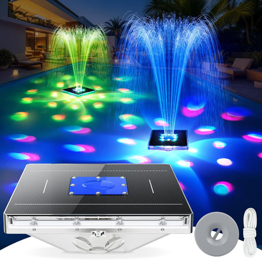 Solar Pool Fountain with Light Show 82
