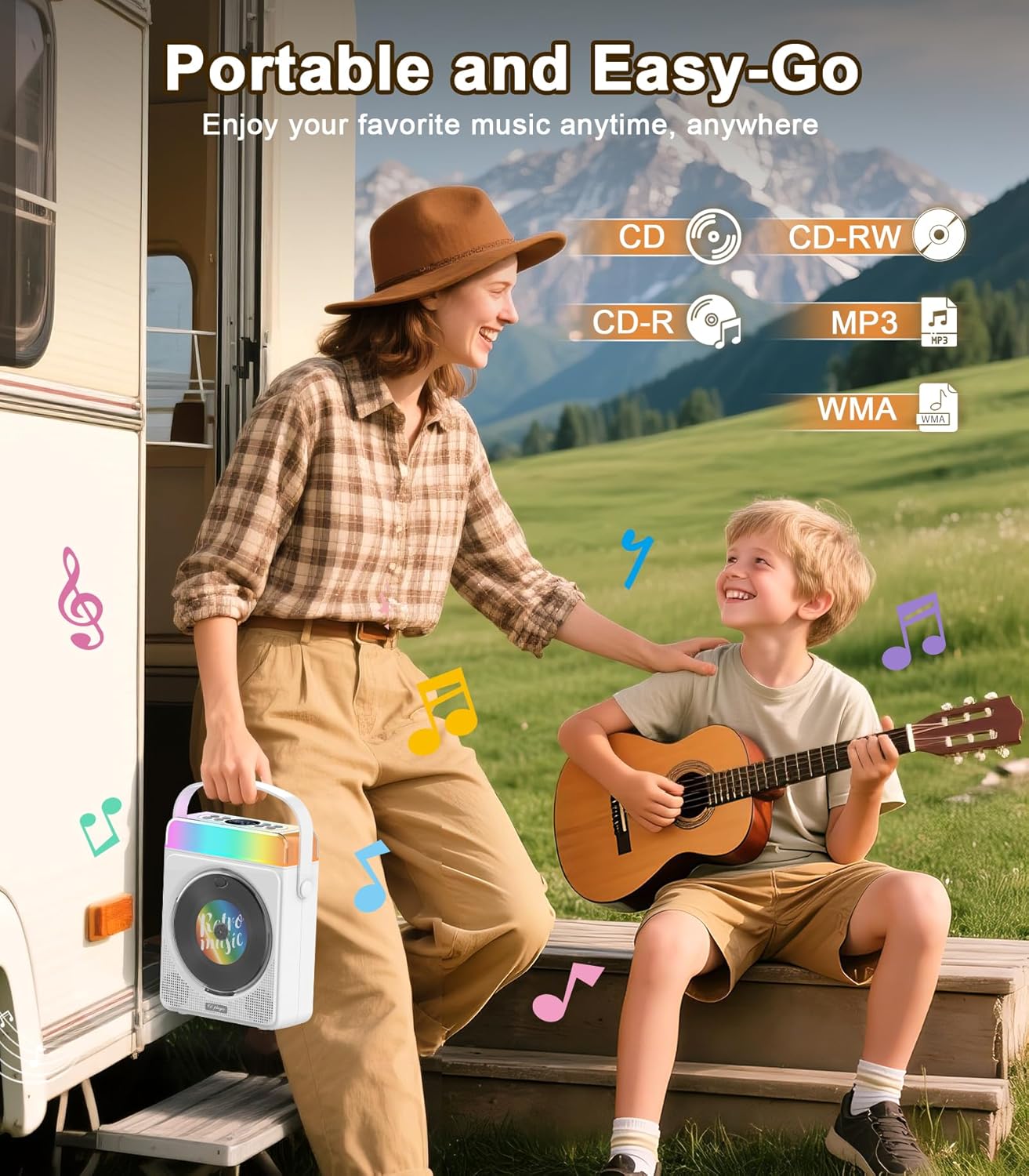 Portable CD Player with Bluetooth &amp; RGB Lights 36