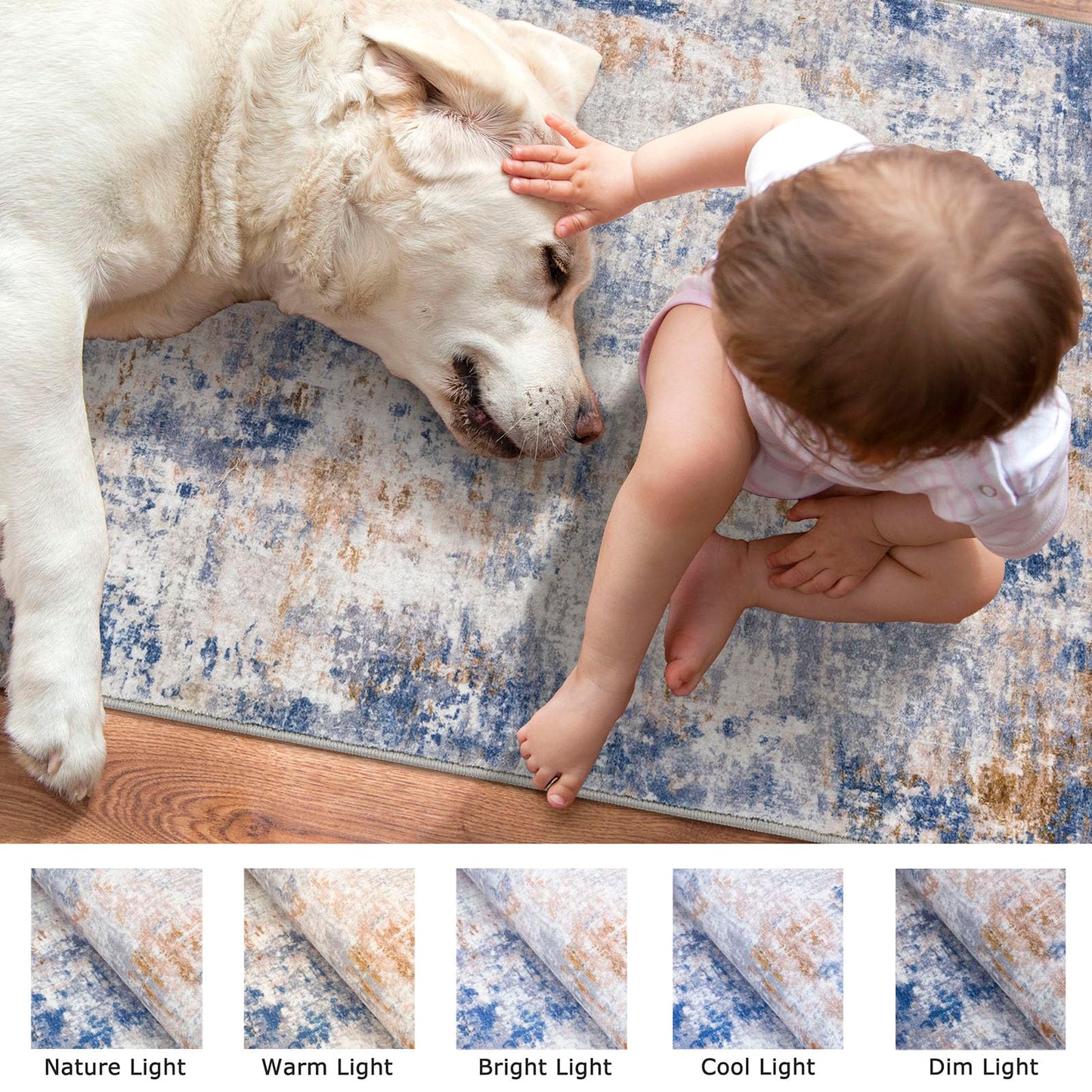 Lansny Modern Abstract Runner - 2x5, Beige Grey Washable Kitchen Entryway Rug Mat Non-Slip Soft Neutral Hallway Rug Thin Print Faux Wool Carpet for Bedroom Laundry Room Indoor BST220