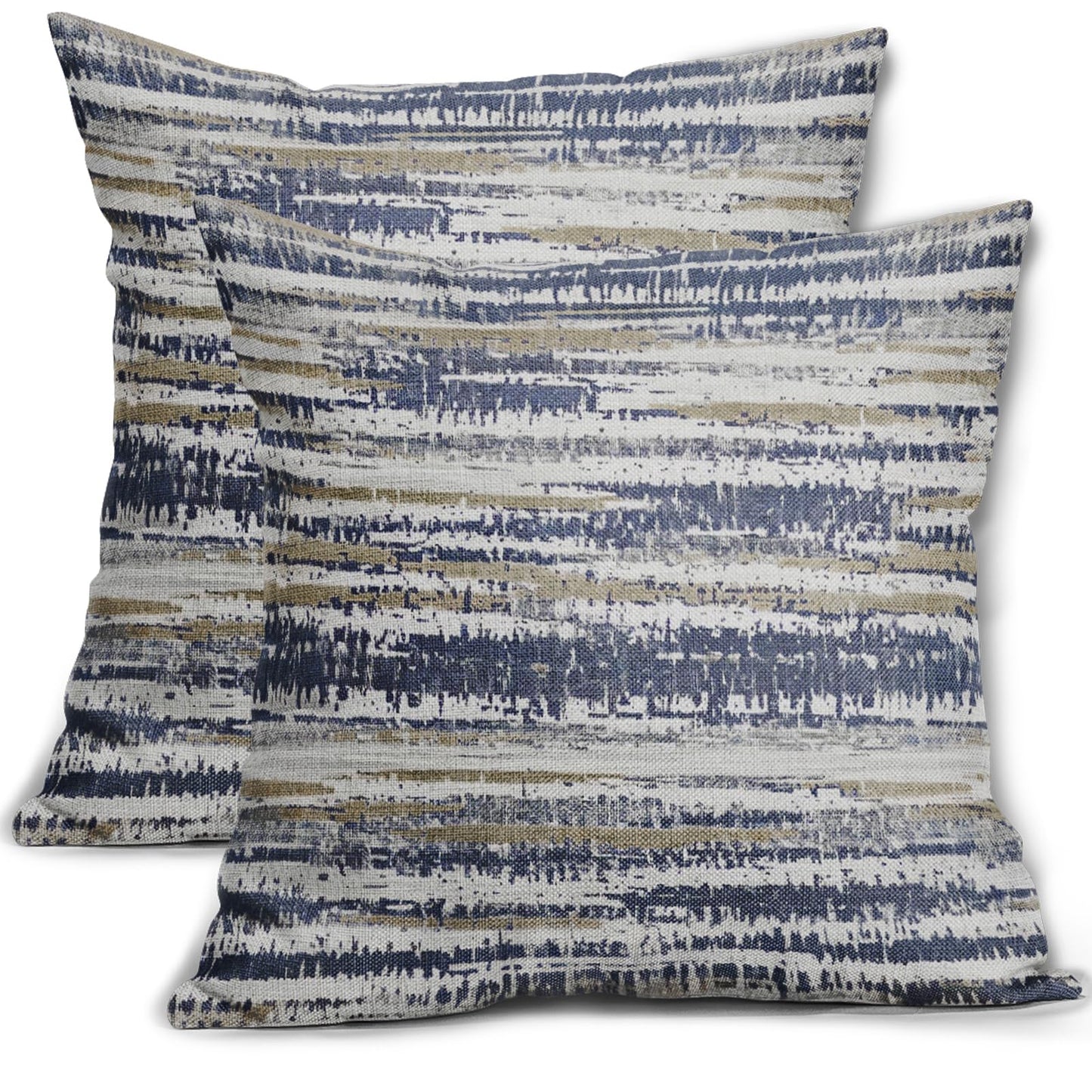 Navy Blue Grey Gray Pillow Covers 18x18 Set of 2 Abstract Plaid Pattern Decorative Outdoor Pillowcases Farmhouse Throw Cushion Case Couch Sofa Bed Decor BST220