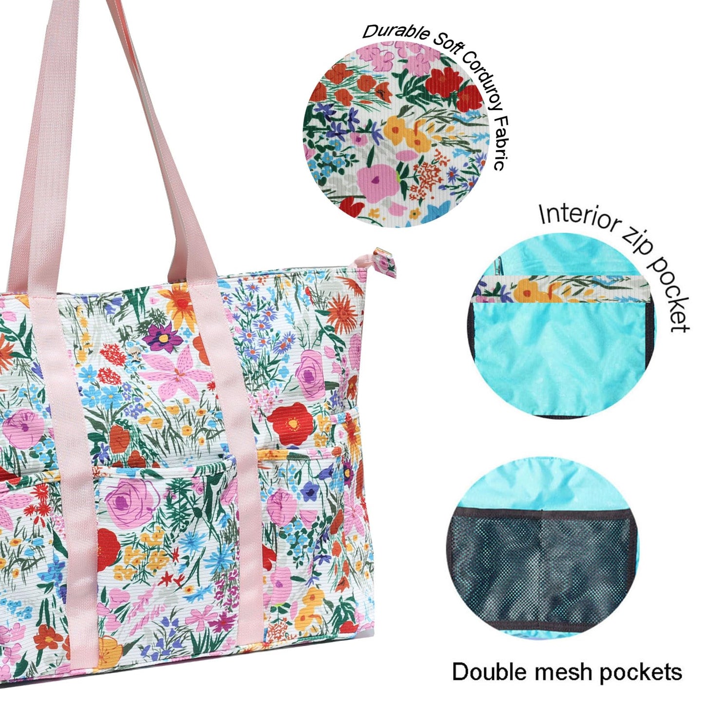 ESVAN Utility Tote Bag Weekender Duffle Bag with 13 Pockets - Perfect for Travel, Work, Gym, Beach, Teachers, and Nurses BST326H