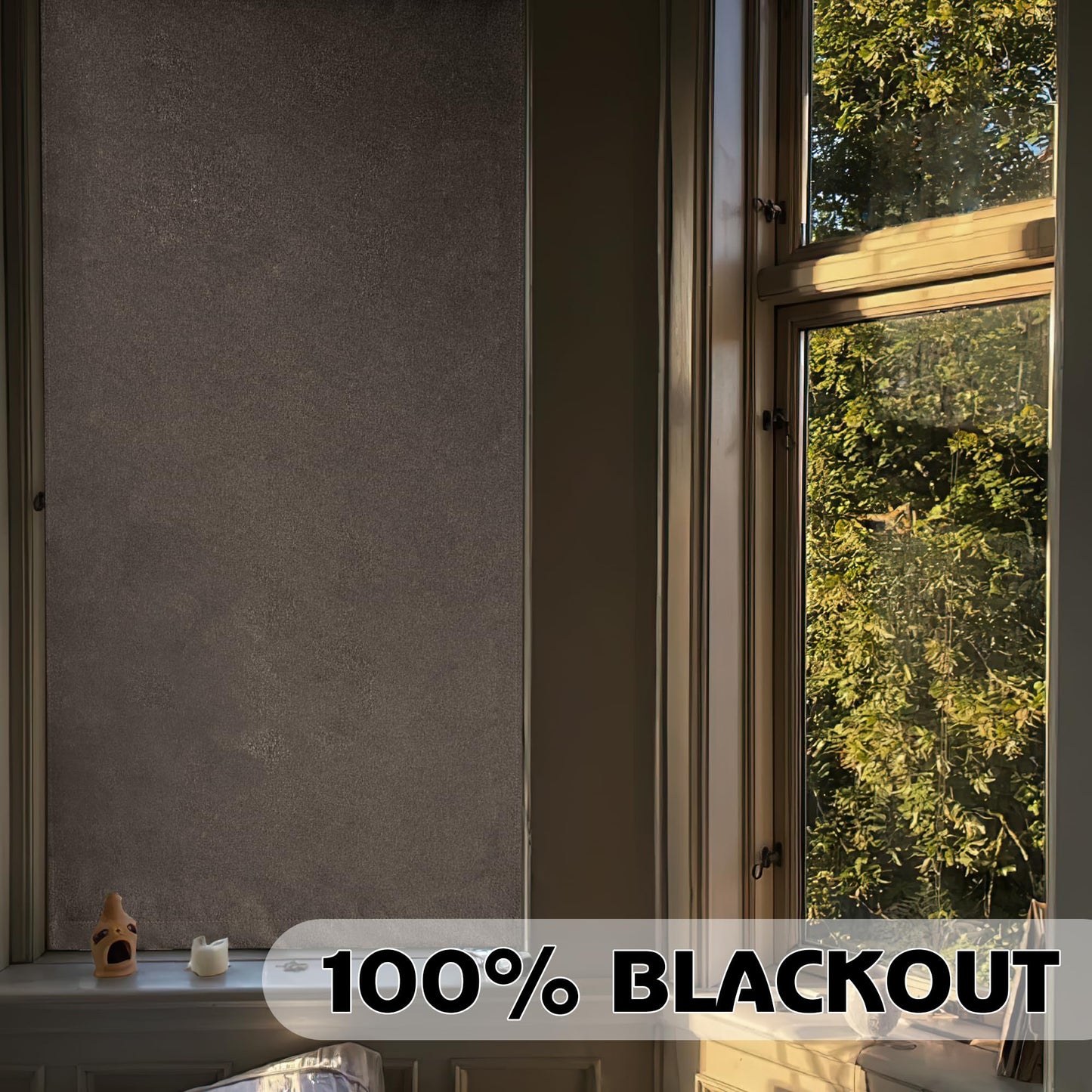 RYB HOME Grey Classroom Door Linen Curtain for Small Window, 100% Blackout Shades Lightweight for French Door Window, W 8 x L 36 Room Darkening Privacy Curtains Tie up Shade, 1 Panel BST220