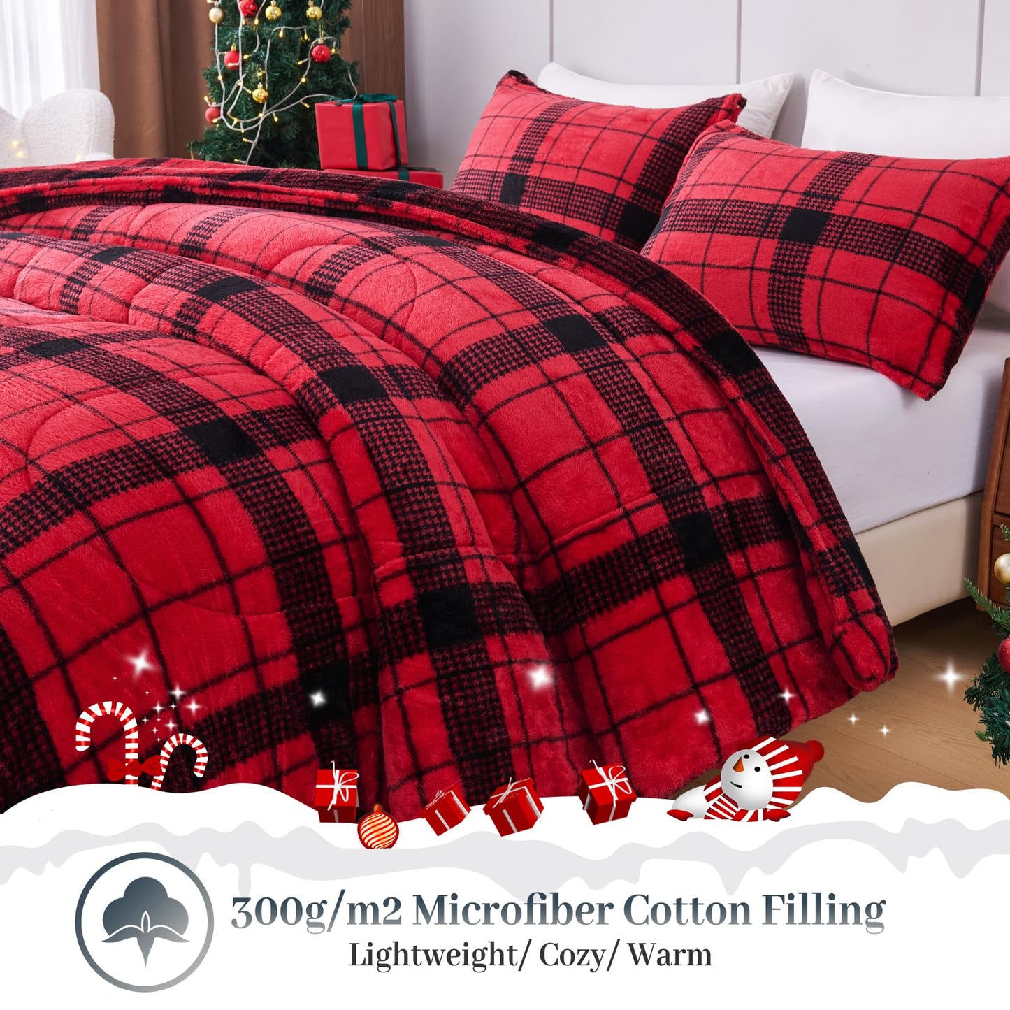 YIYEA Fluffy Queen Size Comforter Set, Luxury Faux Fur Comforter, Ultra Soft Plush Fuzzy Velvet Bedding Comforter Sets for Fall Winter, Cozy Warmth, No Shedding, 3PC, Queen, Light Grey BST326H