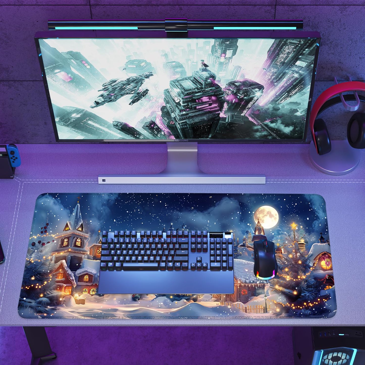 Mouse Pad Gaming Mousepad 31.5 x 11.8in Large Mouse Pad for Keyboard and Mouse with Anti-Slip Rubber Base, Keyboard Pad XL Mouse Mat for Home and Office,Snowy Forest WN420